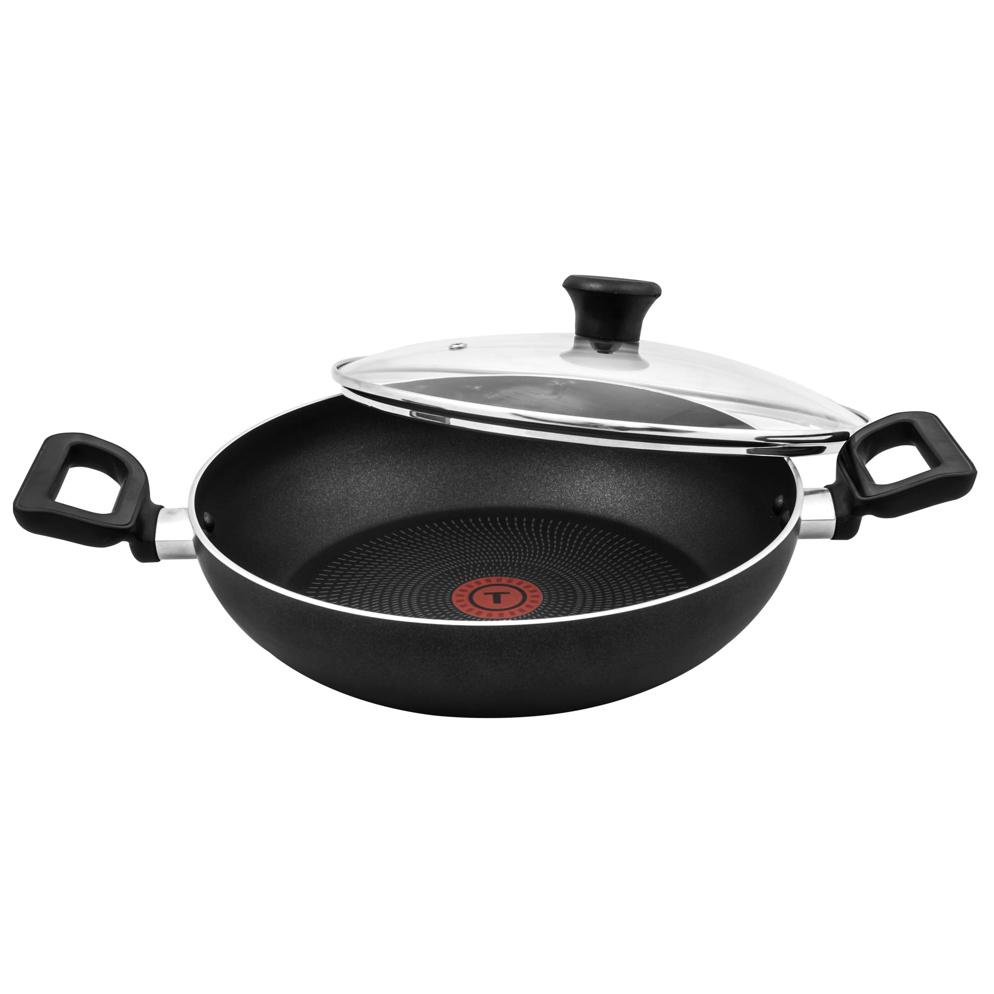 Tefal Delicia 28 Cm Kadhai With Glass Lid | Titanium Non-Stick Coating | Fast & Optimum Heat Distribution | Thermo Signal Techno