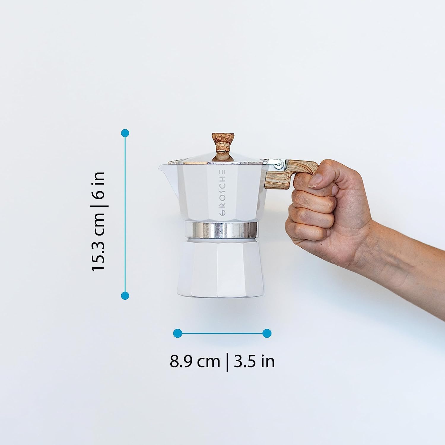 Grosche Milano Moka Stovetop Espresso Coffee Maker (3 Cup / 150 Ml, White)
