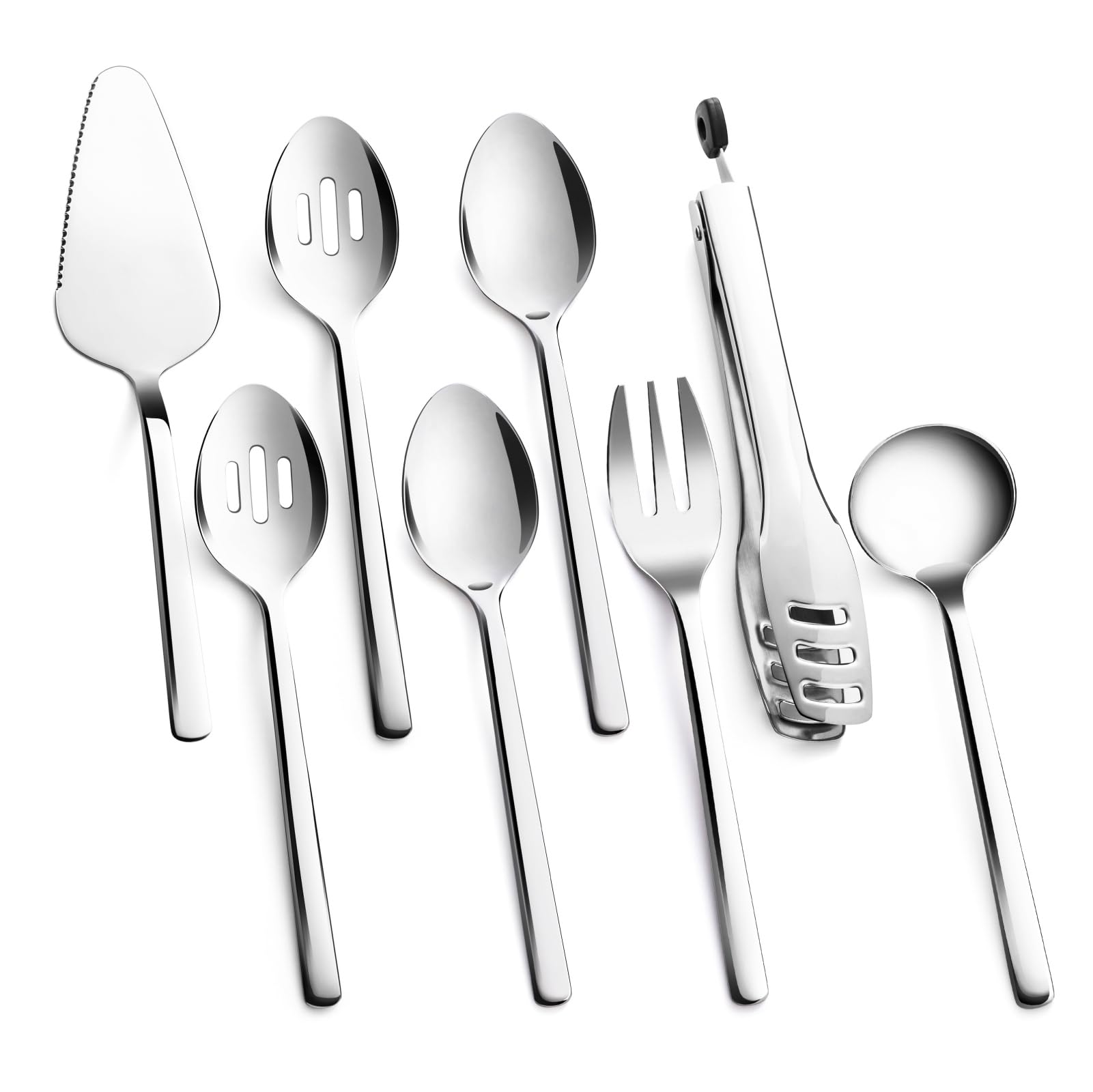 Kingstone Large Hostess Serving Utensils Set, 18/10 Stainless Steel Heavy Duty 10-Inch Serving Utensils, Slotted Spoons, Forks,