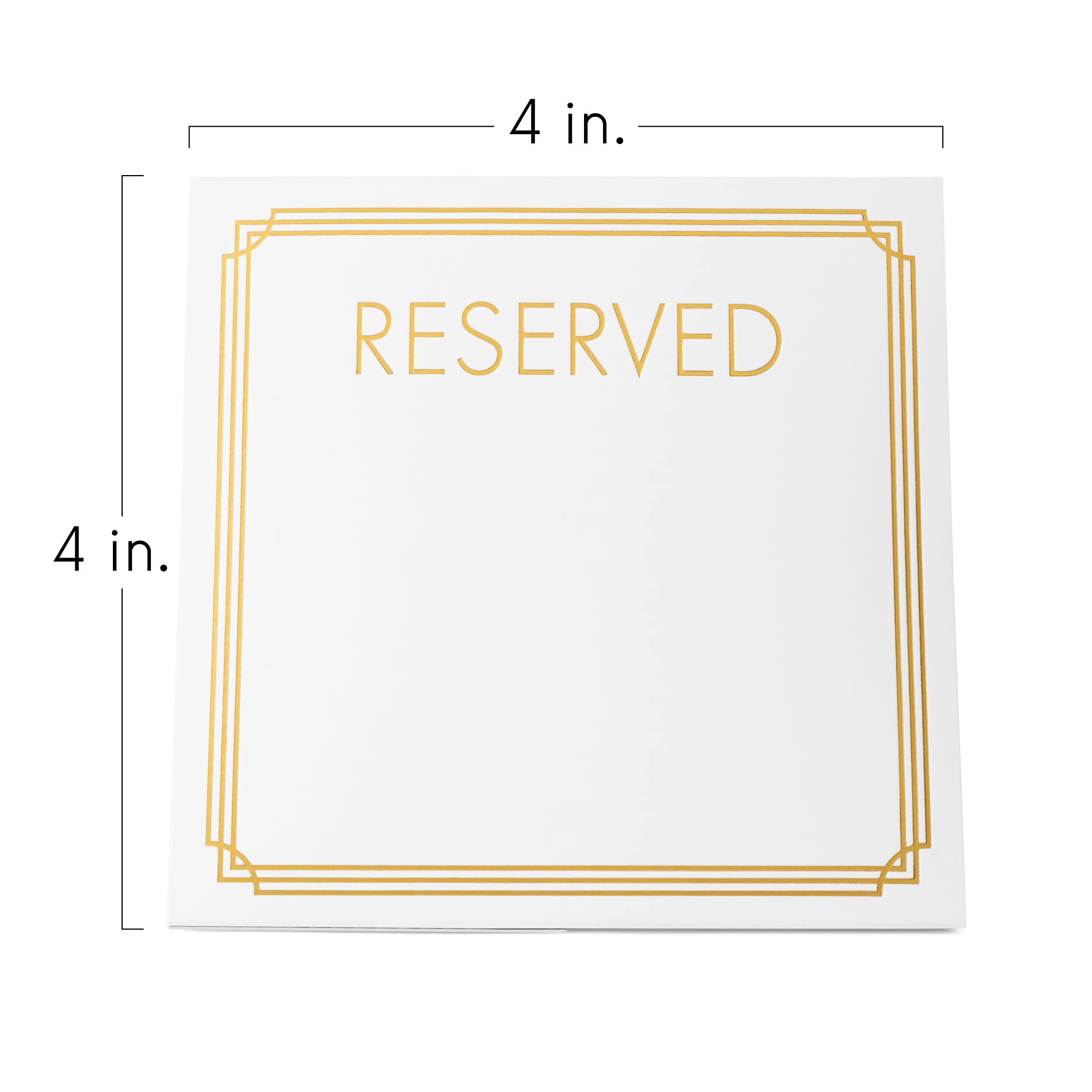 Reserved Table Signs 20 Pack | Table Tent Place Cards (White With Gold Foil) For Weddings, Restaurants, Events