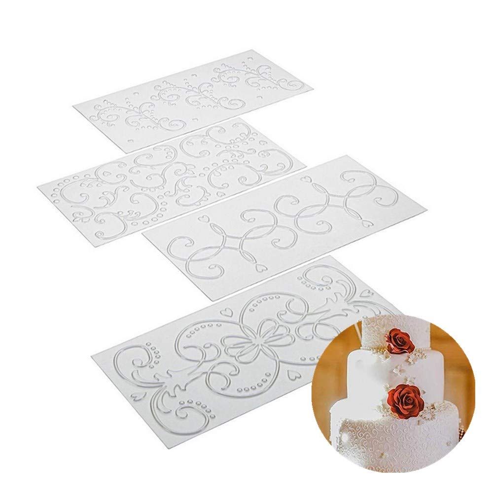 8 Pcs Embossing Mat, Fondant Impression Mat For Cake Decorating Clear Plastic Cake Decorating Tool