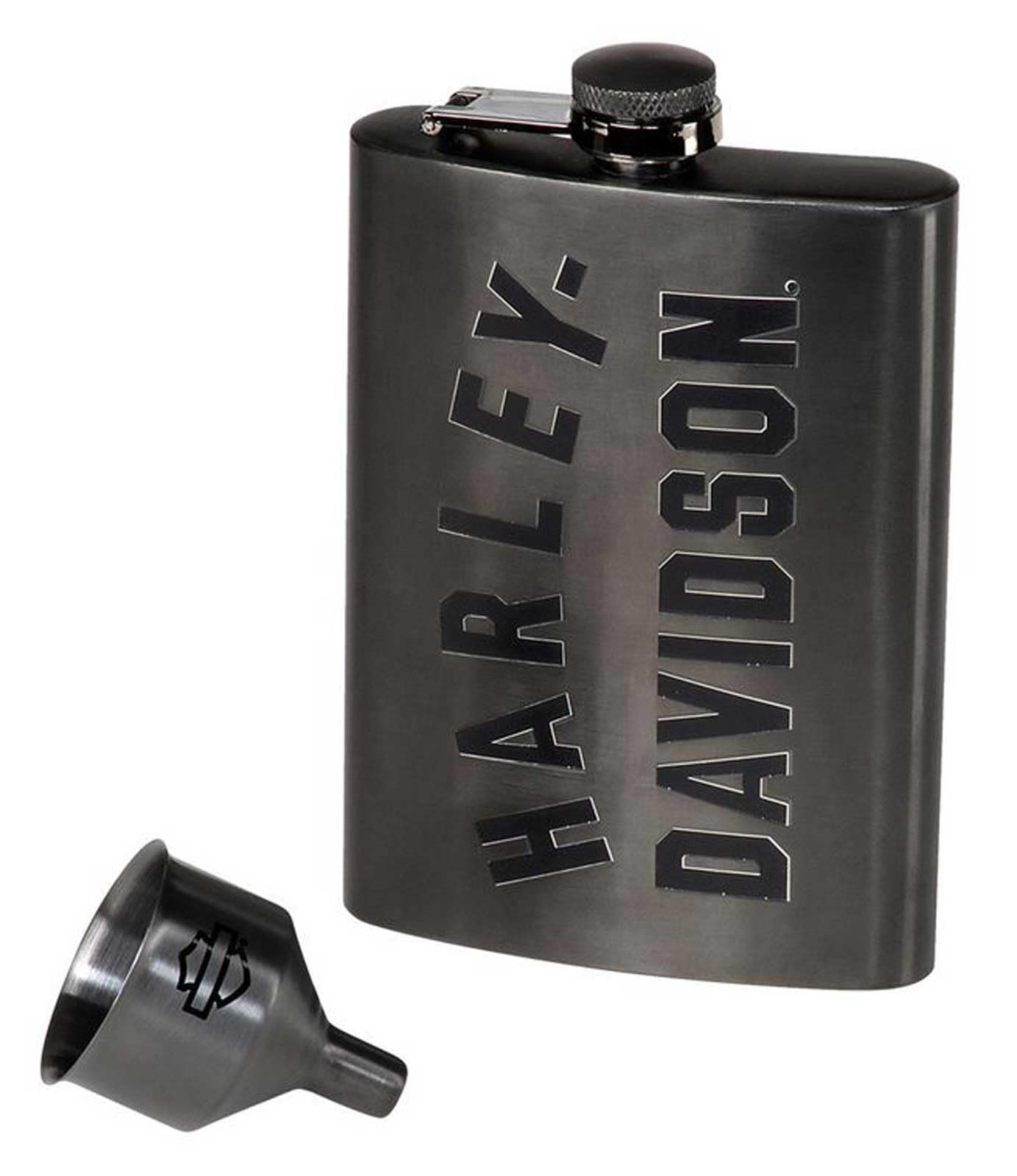 HarleyDavidson Embossed HD Flask, Matte Black Stainless Steel  8 oz.