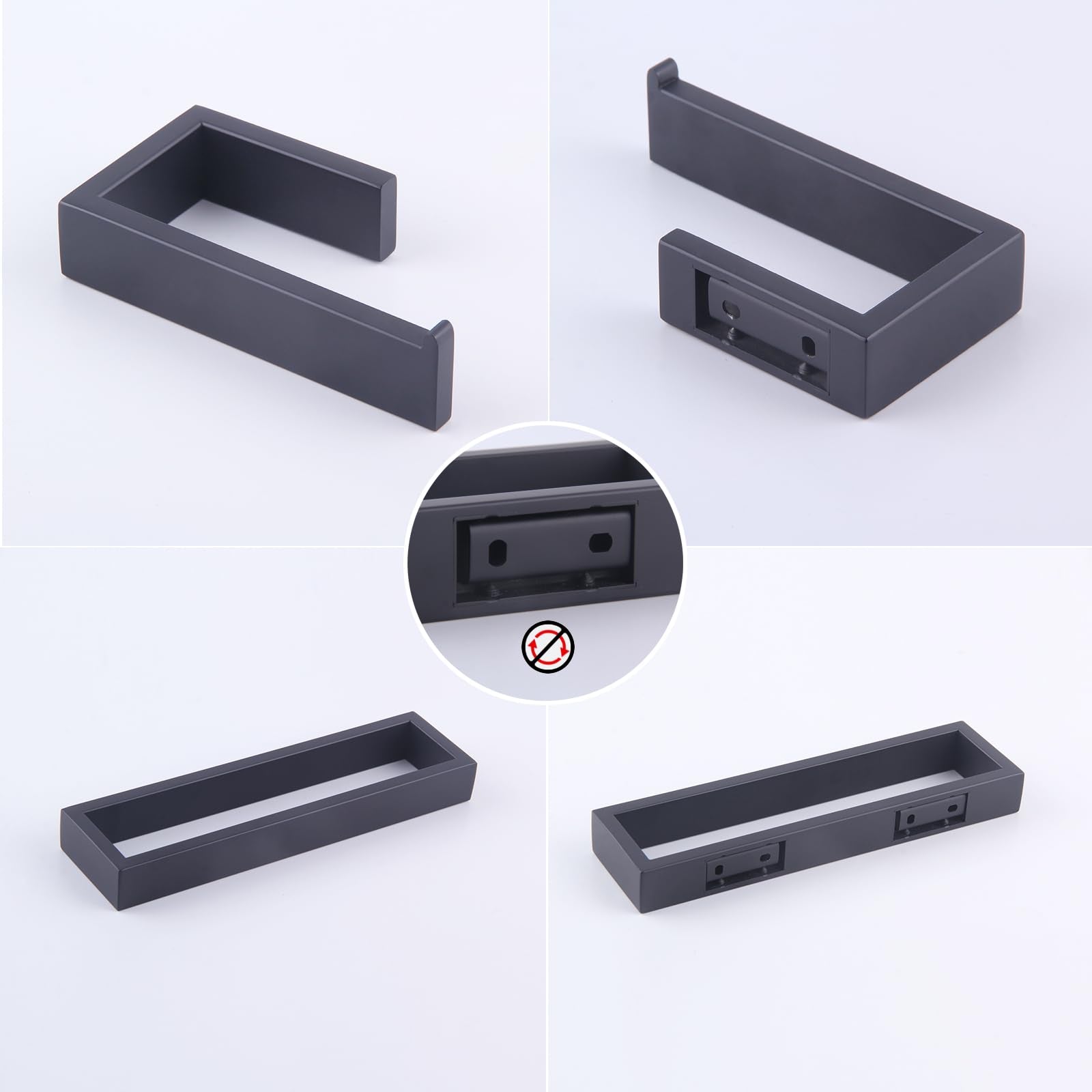 GERZWY Bathroom Accessory 2-Piece Set SUS 304 Stainless Steel Toilet Paper Holder Towel Ring Wall Mount  Matte Black HG1708-2BK