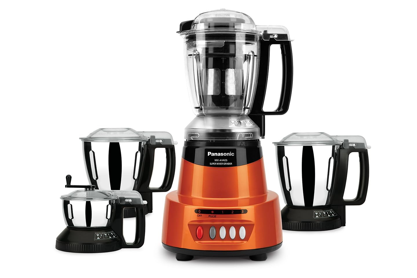 Panasonic Heavy Duty Mixer Grinder For Kitchen Mx-Av425 (Sunstone Orange) Elements Series Powerful 1500W (Mmlw) 4 Jar (Three-304