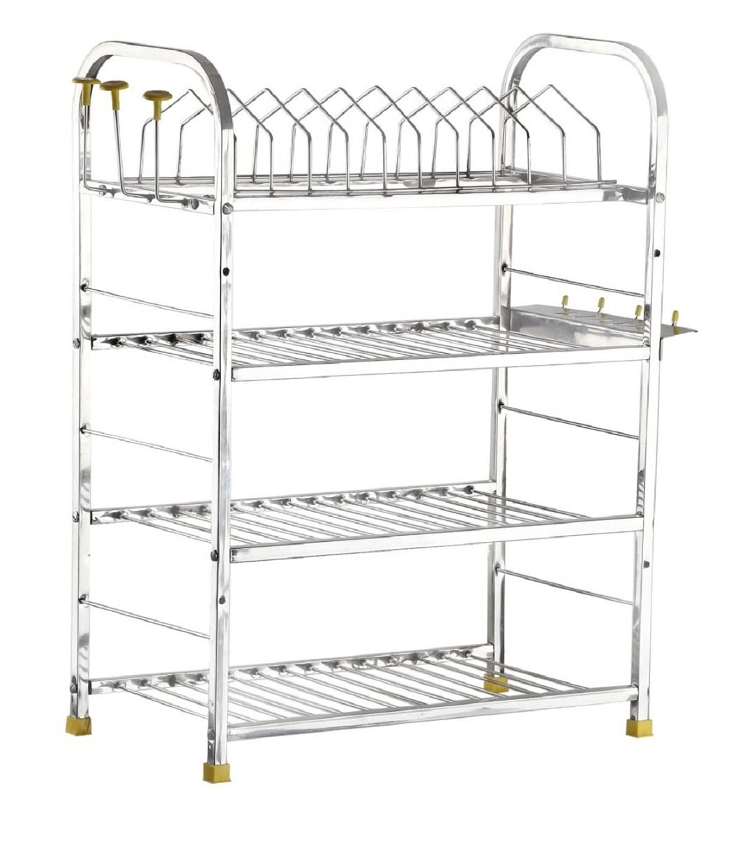 Daaduji Wall Mount Kitchen Utensils Rack | Dish Rack With Plate & Cutlery Stand | Kitchen Storage Rack | Kitchen Organizer (24X1