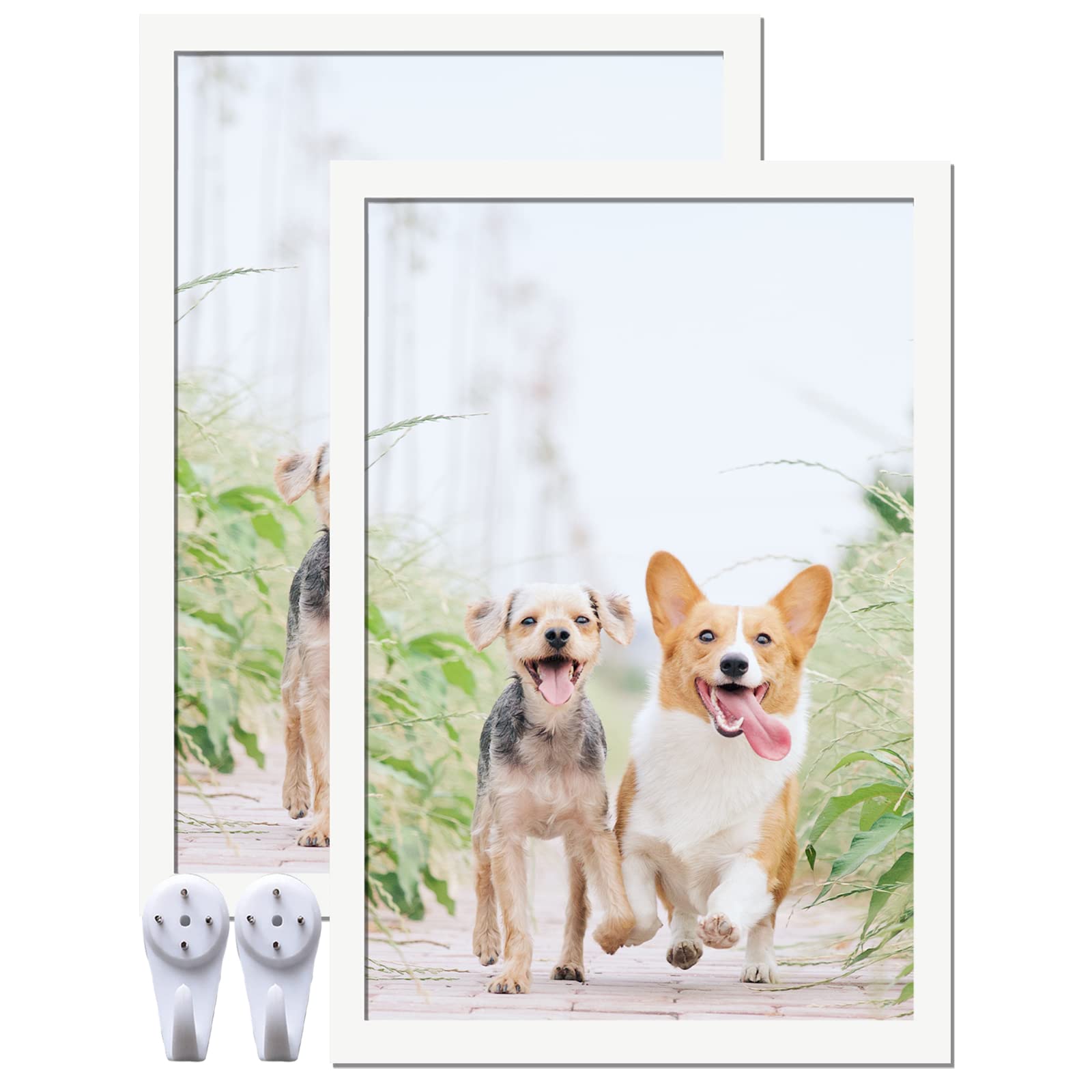 icariery White 8x12 Picture Frame Set of 2, High Transparent Picture Frames for 8 x 12 Photo Canvas Collage Poster Certificate W