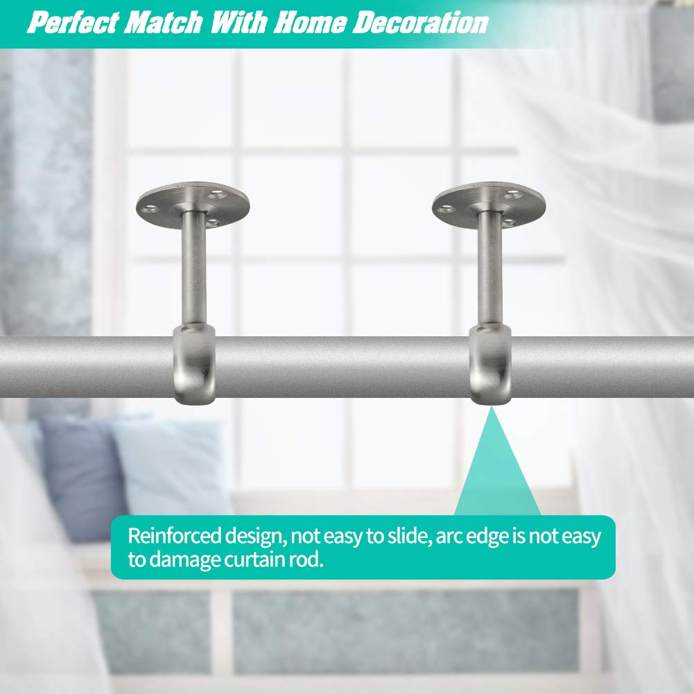 Creatyi Heavy Duty Ceiling-Mount Brackets - 4 Pcs Silver Closet Rod Supports With 1 Inch Rod Holders For Shower Curtains