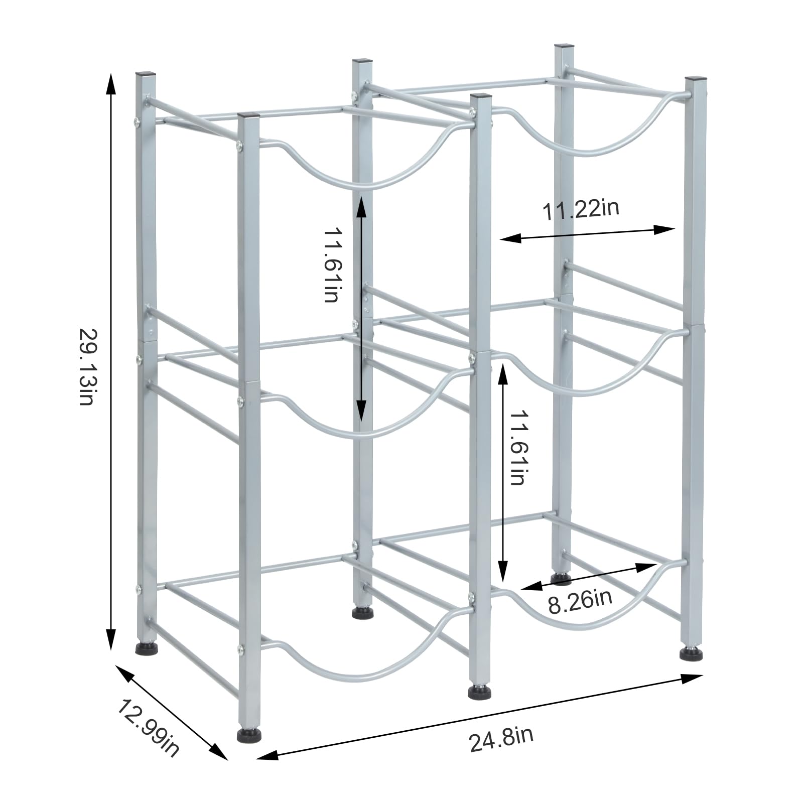 Nandae Water Cooler Jug Rack, 3-Tier Heavy Duty Water Bottle Holder Storage Rack 5 Gallon Water Jug Holder For 6 Bottle, Sliver