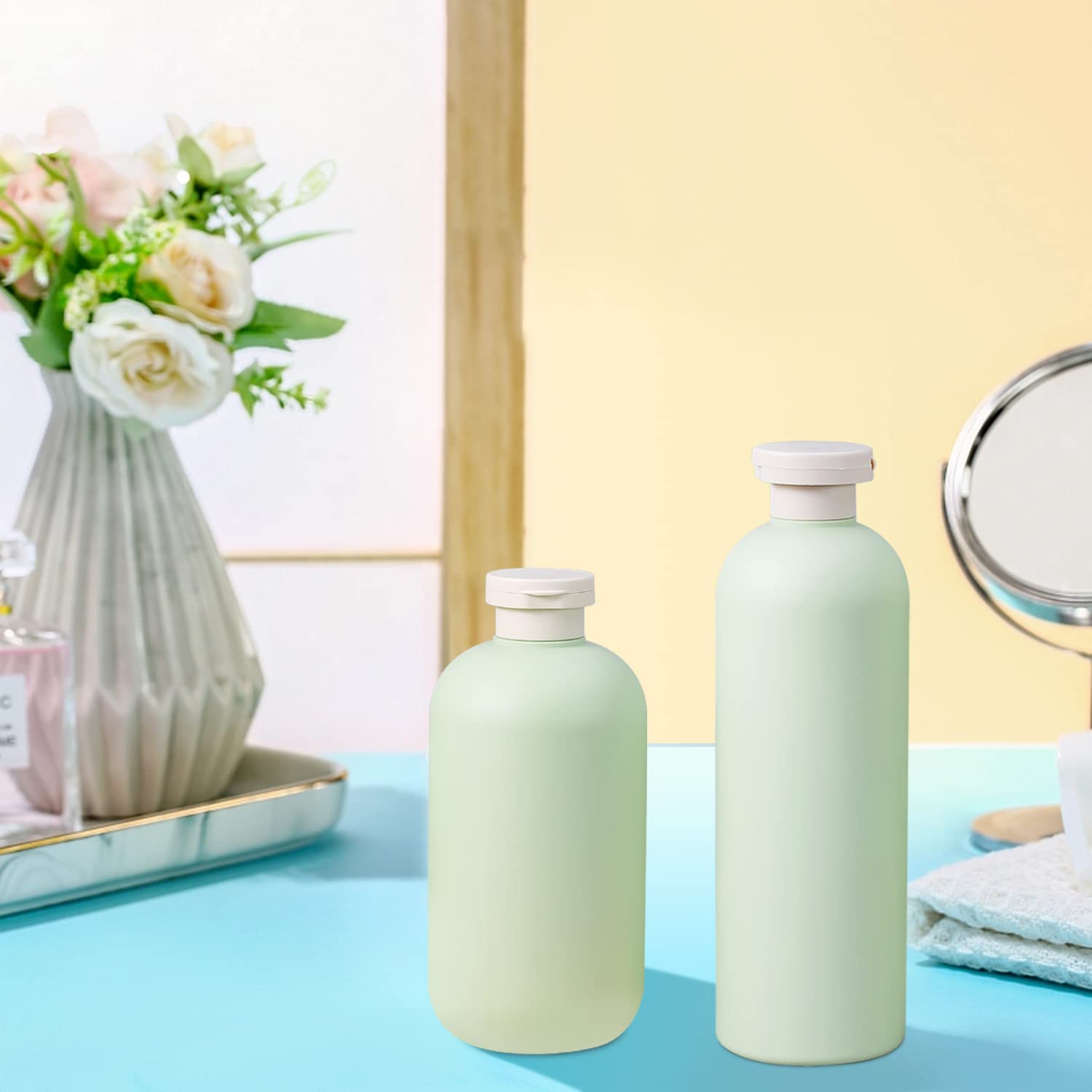 Umetass 10Oz Squeeze Bottles With Flip Cap, Refillable Plastic Travel Bottles For Creams, Lotion, Shampoo, Conditioner (2 Pcs)