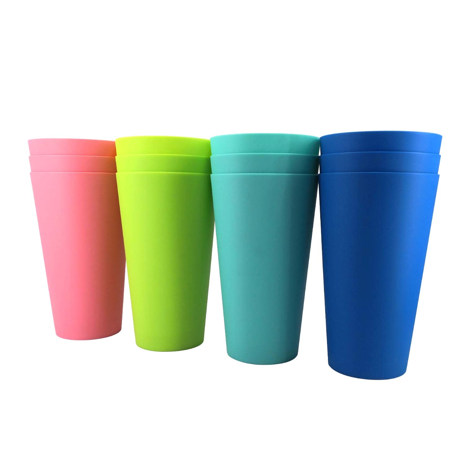Yuyuhua 32-Ounce Plastic Tumblers Reusable Dishwasher Safe Bpa Free Set Of 12 Multicolor Large Drinking Cups