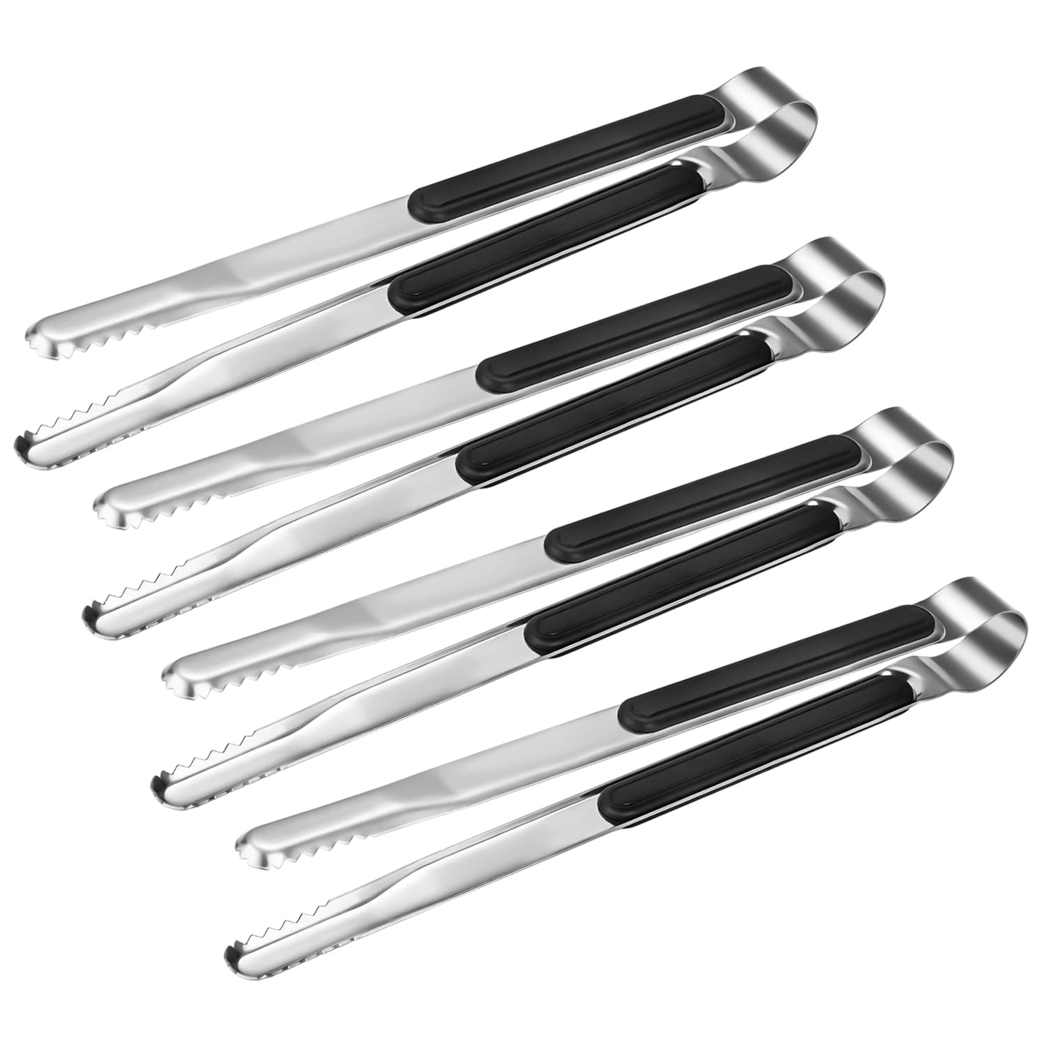 4 Pack Premium Stainless Steel Kitchen Tongs, Serving Tongs For Cooking, Xevom Metal Food Tongs With Non-Slip Grip, Heat Resista