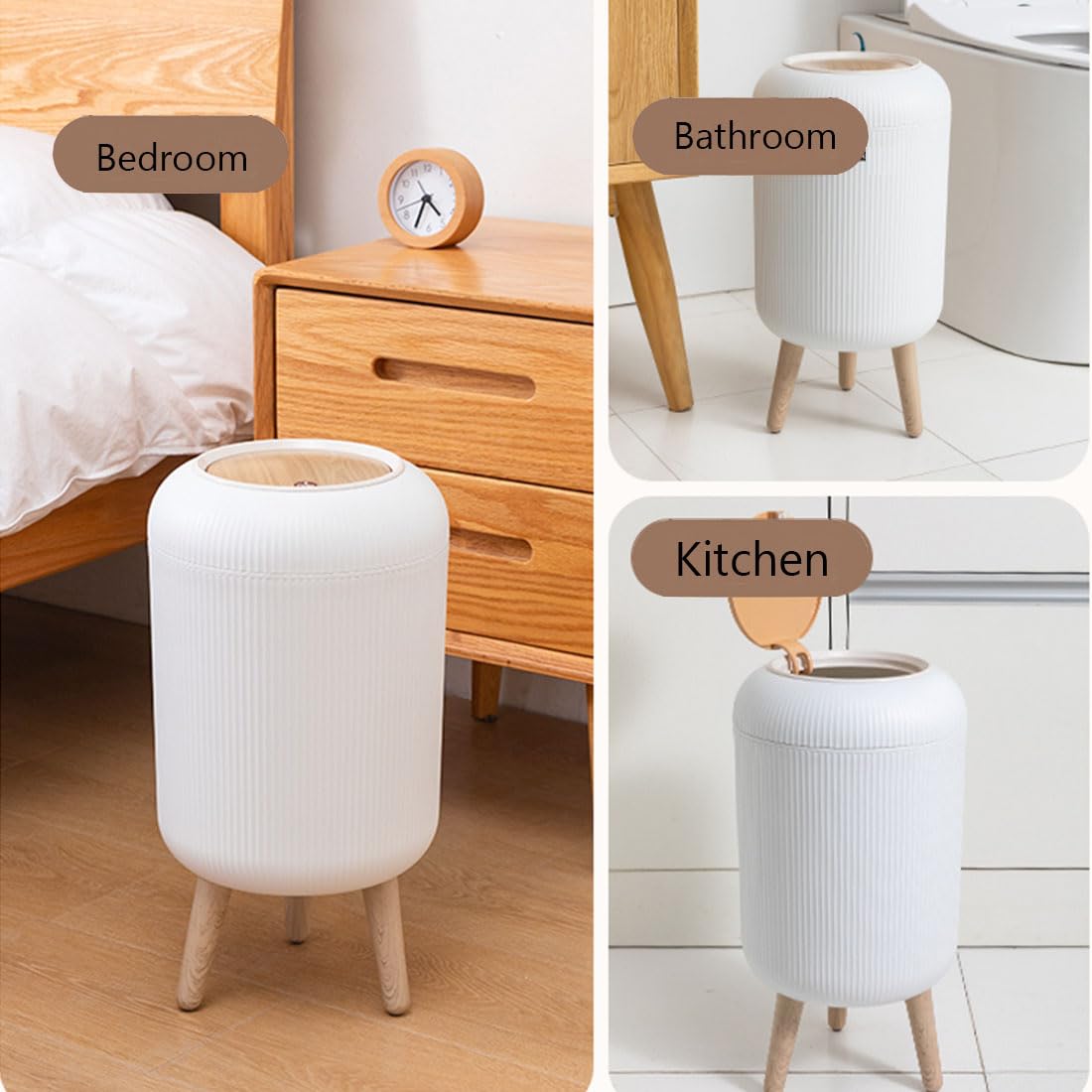 Uralfa Bathroom Trash Can With Lid, 3 Gallon / 11L Garbage Can With Pop-Up Lid, Small Dog Proof Trash Cans, Plastic Waste Basket