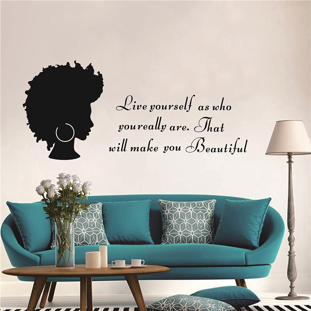 Home Decal African Woman Wall Sticker Quotes Inspirational Beautiful Words Black Women Wall Decor For Living Room Girl Rooom Bea