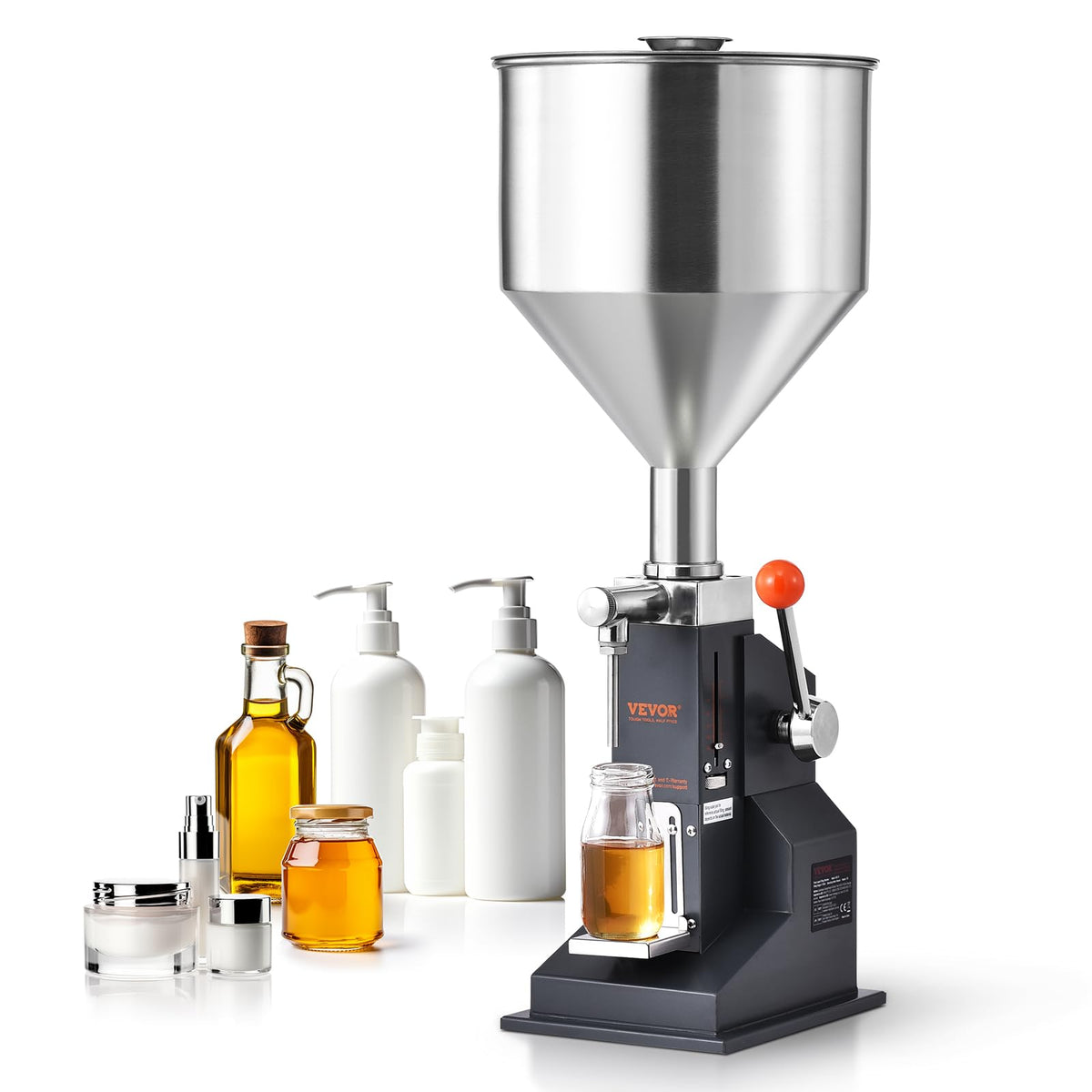 Vevor Manual Paste Liquid Filling Machine, 5-100Ml Adjustable Bottle Filling Machine, Stainless Steel Liquid Filler With 11.5L H
