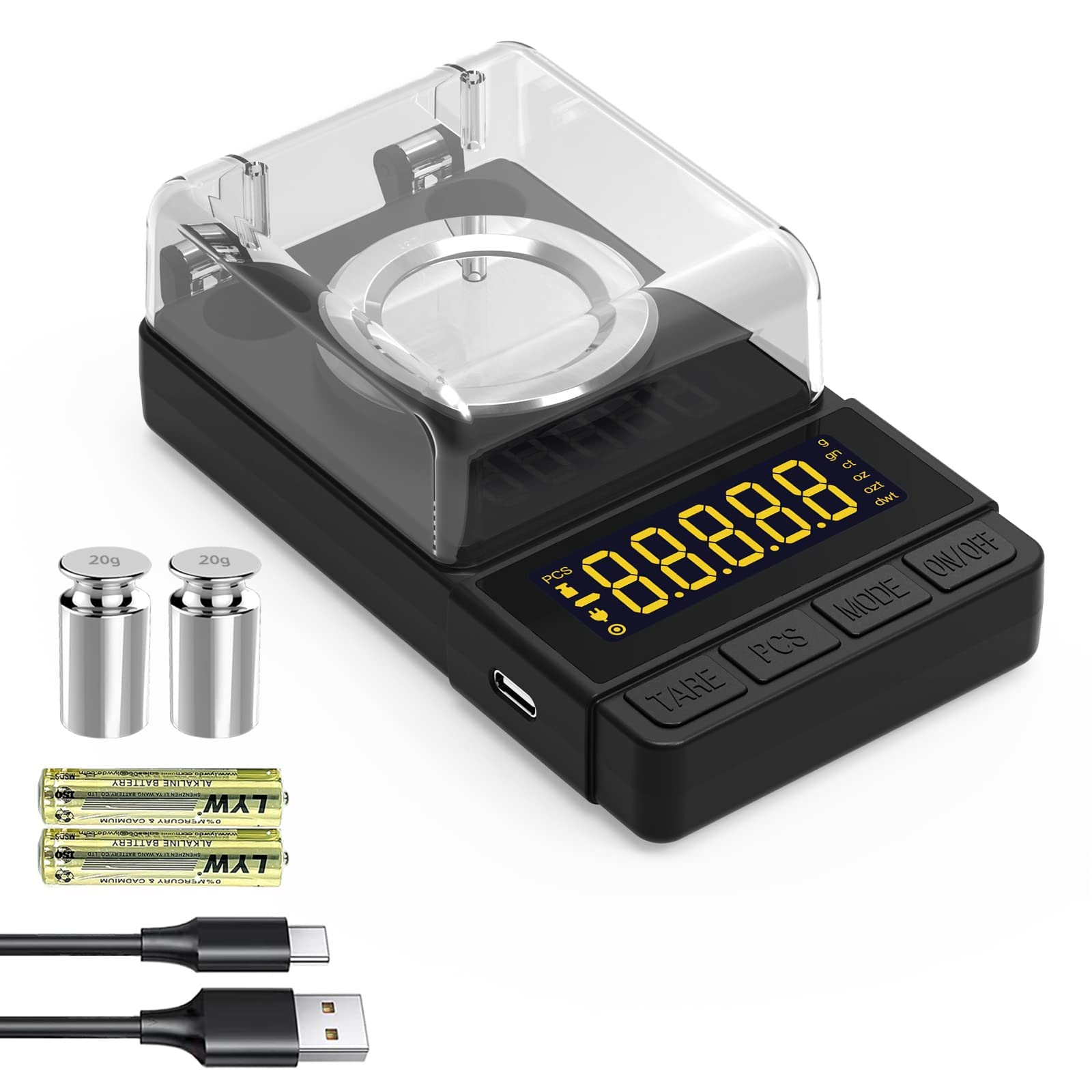 Maxus Digital Milligram Scale 50G/0.001G, Compact Mg Scale With 20G Calibration Weight And Accessories, Black Powder Scale For R