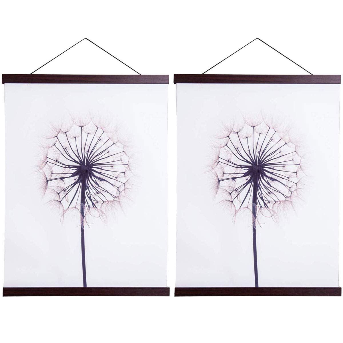 2 Pack Magnetic Poster Hanger Frame, 18X24 18X12 18X28 Light Wood Wooden Magnet Canvas Artwork Print Dowel Poster Hangers Frames