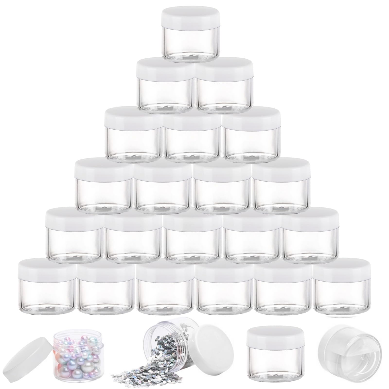 100 Count Sample Containers With Lids 20G Plastic Cosmetic Jars Leak Proof Traveling Makeup Containers For Cream And Lotions - W