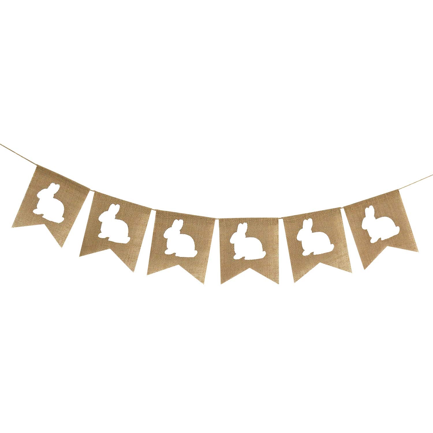 Partyprops Easter Burlap Bunny Garland | Burlap Rabbit Garland Banner | Easter Decorations | Rustic White Bunny Garland For Mant