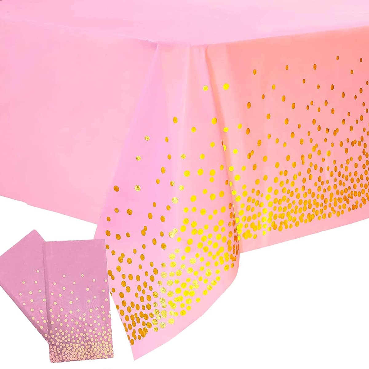4 Pack Plastic Pink Tablecloth Disposable Pink And Gold Tablecloth For Rectangle Tables 54'' X 108'' Party Decorations Birthday