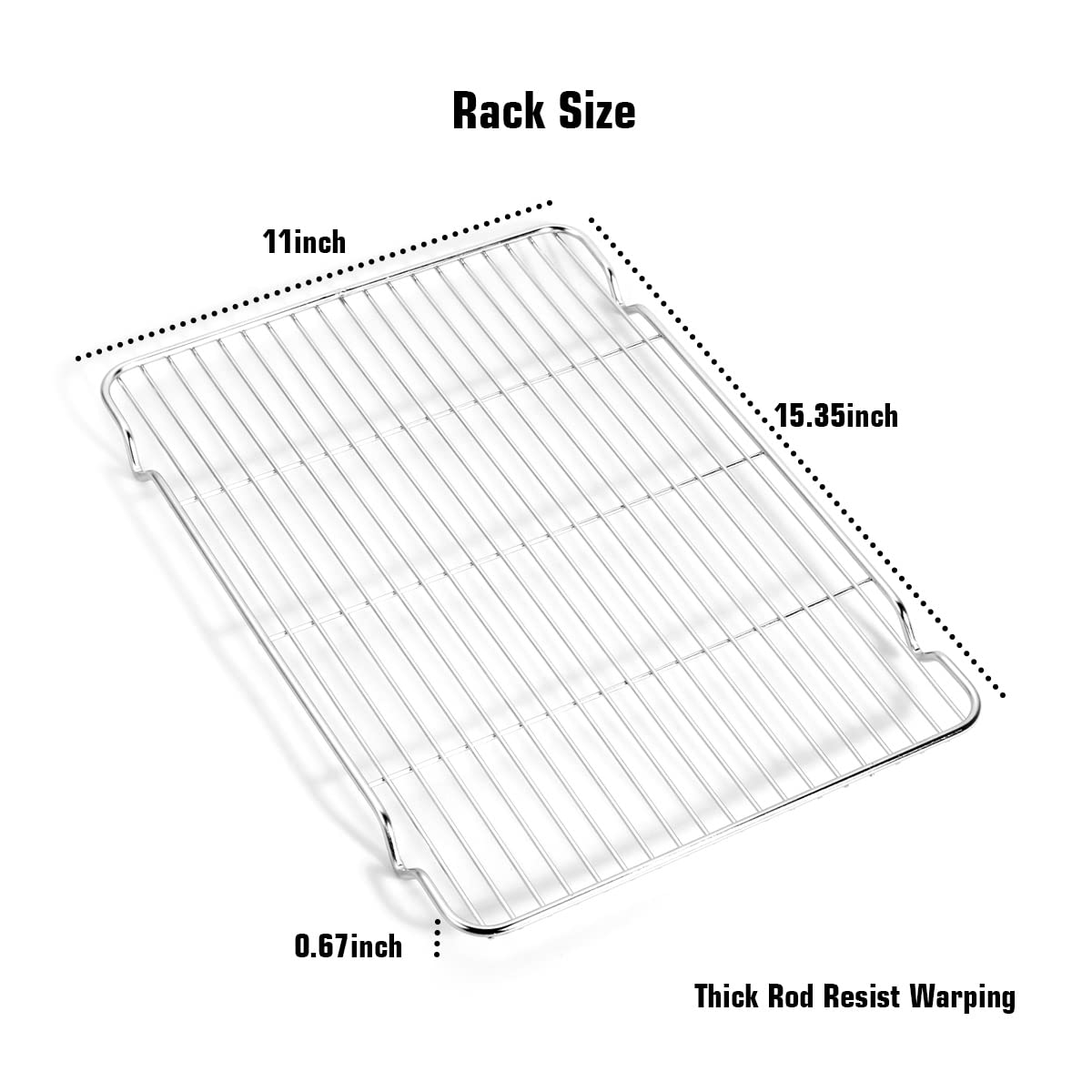 Wildone Baking Sheet & Rack Set [2 Sheets + 2 Racks], Stainless Steel Cookie Pan With Cooling Rack, Size 16 X 12 X 1 Inch, Non T