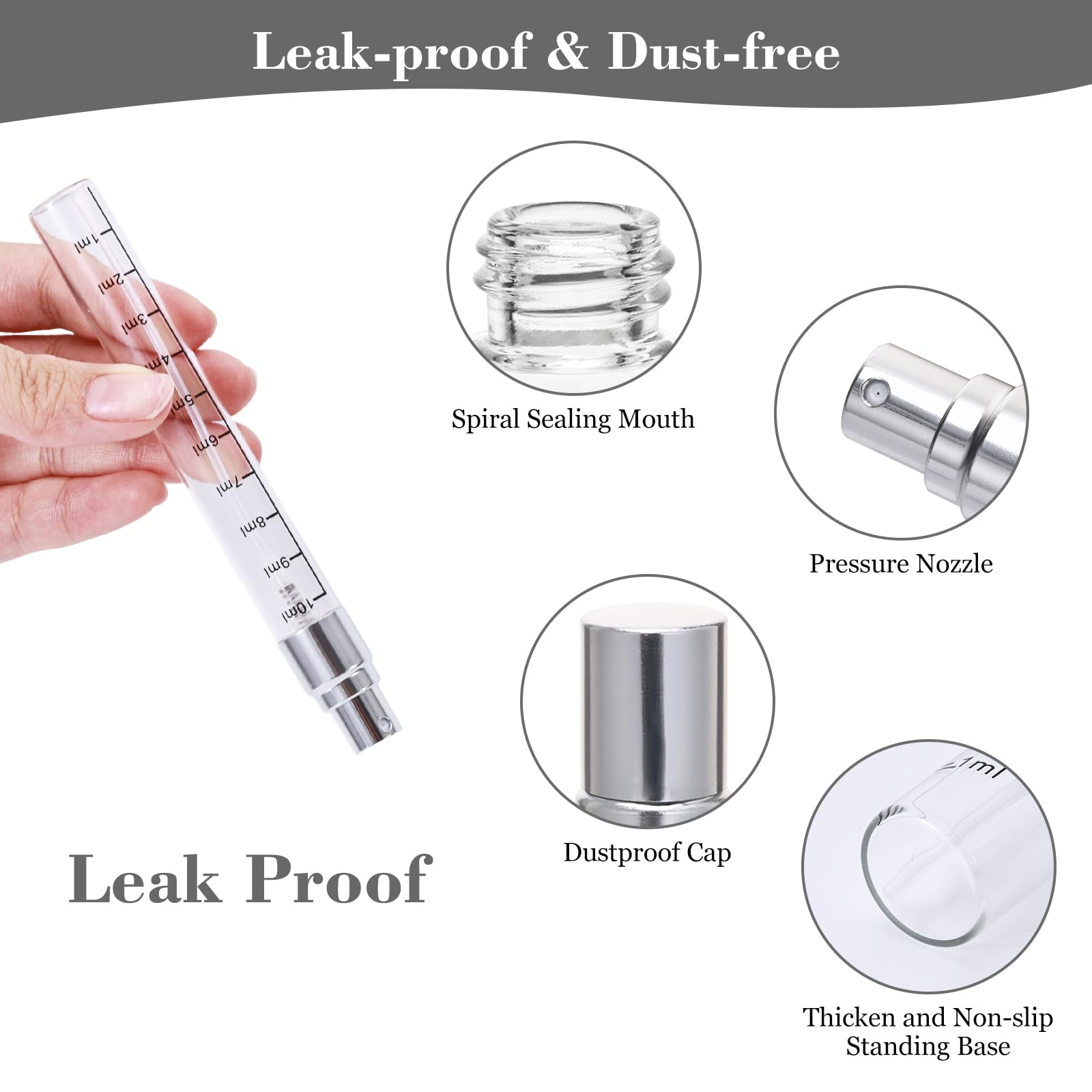 Beomeen 24Pcs 10Ml Clear Glass Perfume Travel Refillable Spray Bottles, Mini Perfume Bottle Empty, Portable Cologne Atomizer Spr