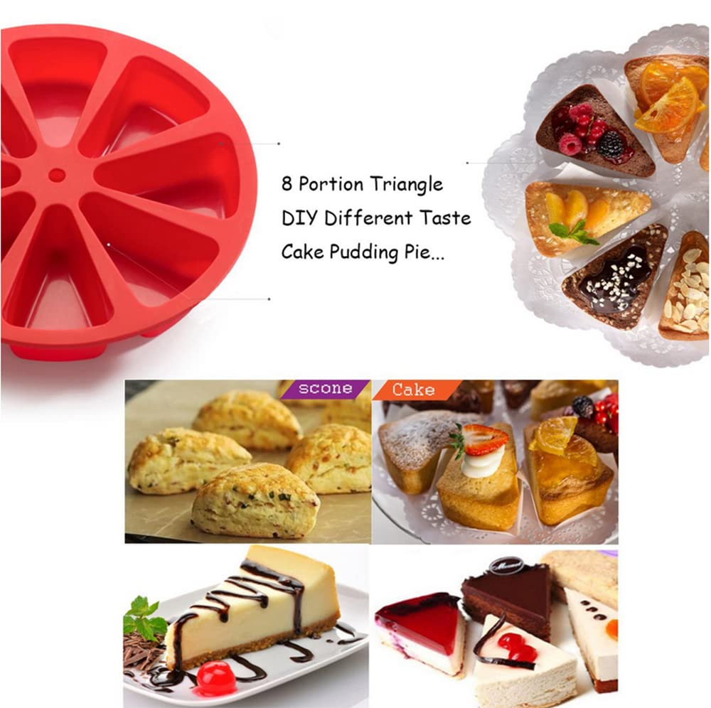 Natureman 2 Pcs Silicone Baking Molds Large 8 Cavity Silicone Scone Pan/Cakes Slices Mold/Triangle Cavity Cake Pan Pizza Slices
