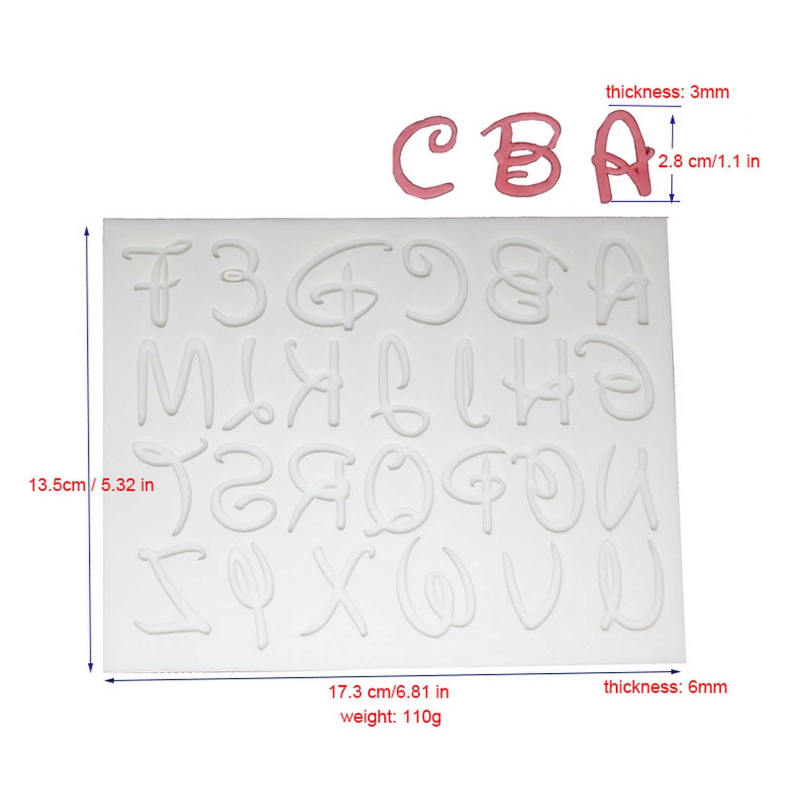 Lvdge Stylish English Alphabets/Letters & Numbers Silicone Molds For Fondant Cake, Gum Paste, Chocolate, Diy Cake Decorations (C