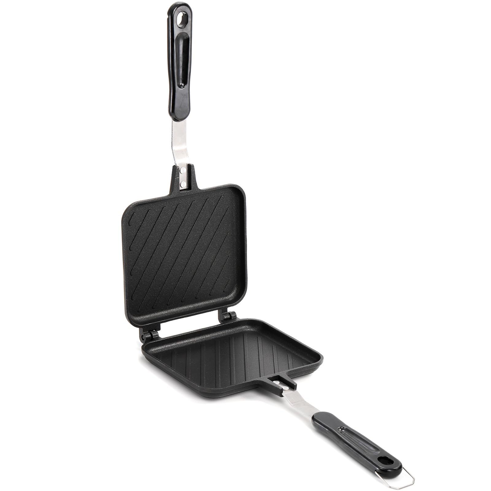 Elsjoy Non-Stick Hot Sandwich Panini Maker with Handle  Aluminum Double Sided Frying Pan Detachable Grilled Sandwich Flip Pan  Stovetop Toasted Sandwich Maker Pan for Home  Kitchen  Breakfast