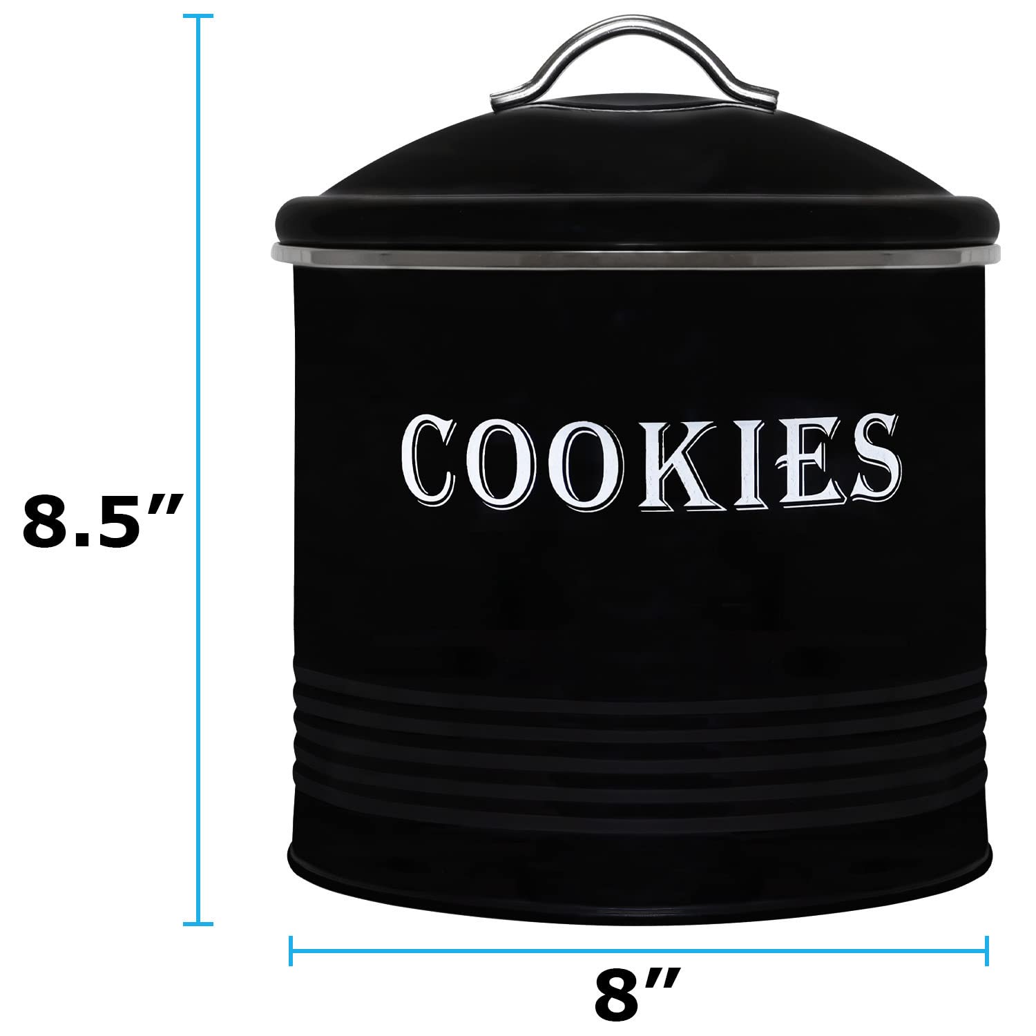 Blue Donuts Vintage Cookie Tin - Airtight Jar Containers, Kitchen Counter, Large Size, Gift Giving