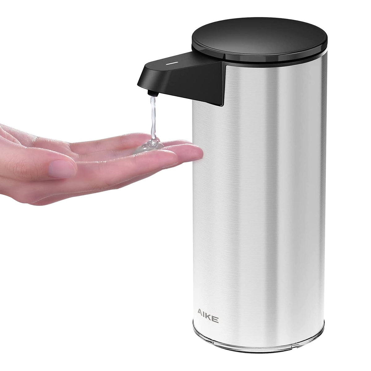 Aike 9.5 Oz. Rechargeable Automatic Sensor Liquid Soap Dispenser Pump, Brushed Stainless Steel, Model Ak1333