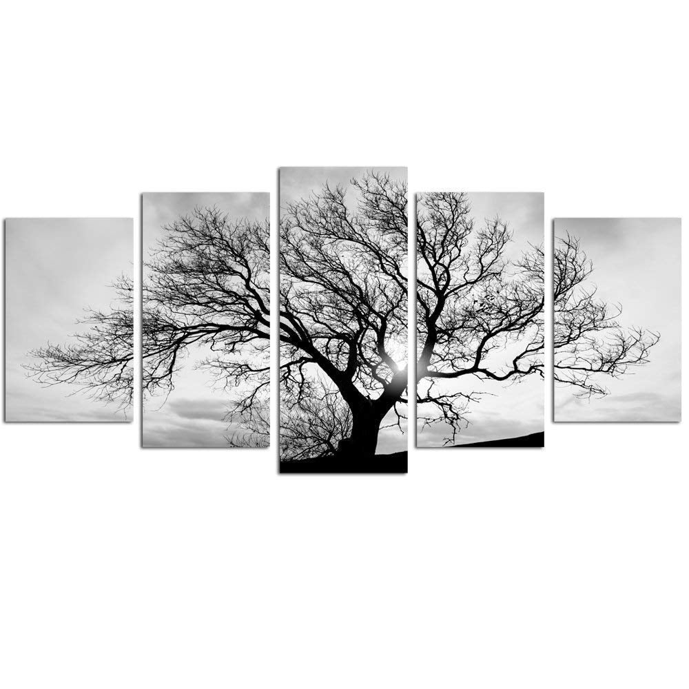 Levvarts Black And White Tree Canvas Wall Art Great Sunset Shot Pictures Print On Canvas Nature Winter Landscape Painting Modern