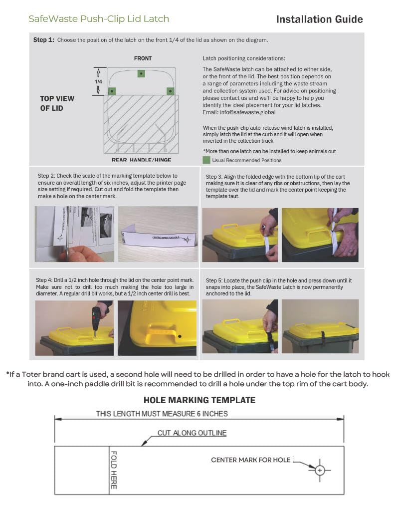 Safewaste - Lid Latch, Easy-To-Install Trash Can Lock, Trash Can Lid Lock, Garbage Can Lock For Carts With/Without Handle, Trash