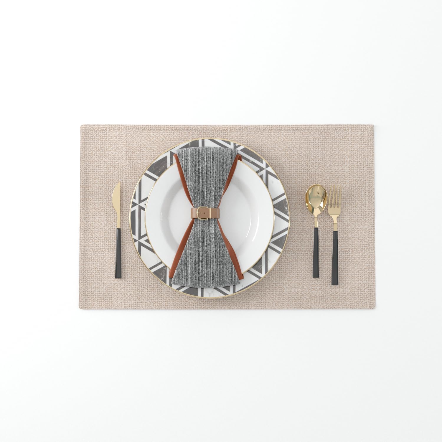 Set Of 4,Soft Caddice Faux Linen 2 Side Place Mats Heat Resistant Dining Table Place Mats Kitchen Table Mats 12 X 18 Natural Lin