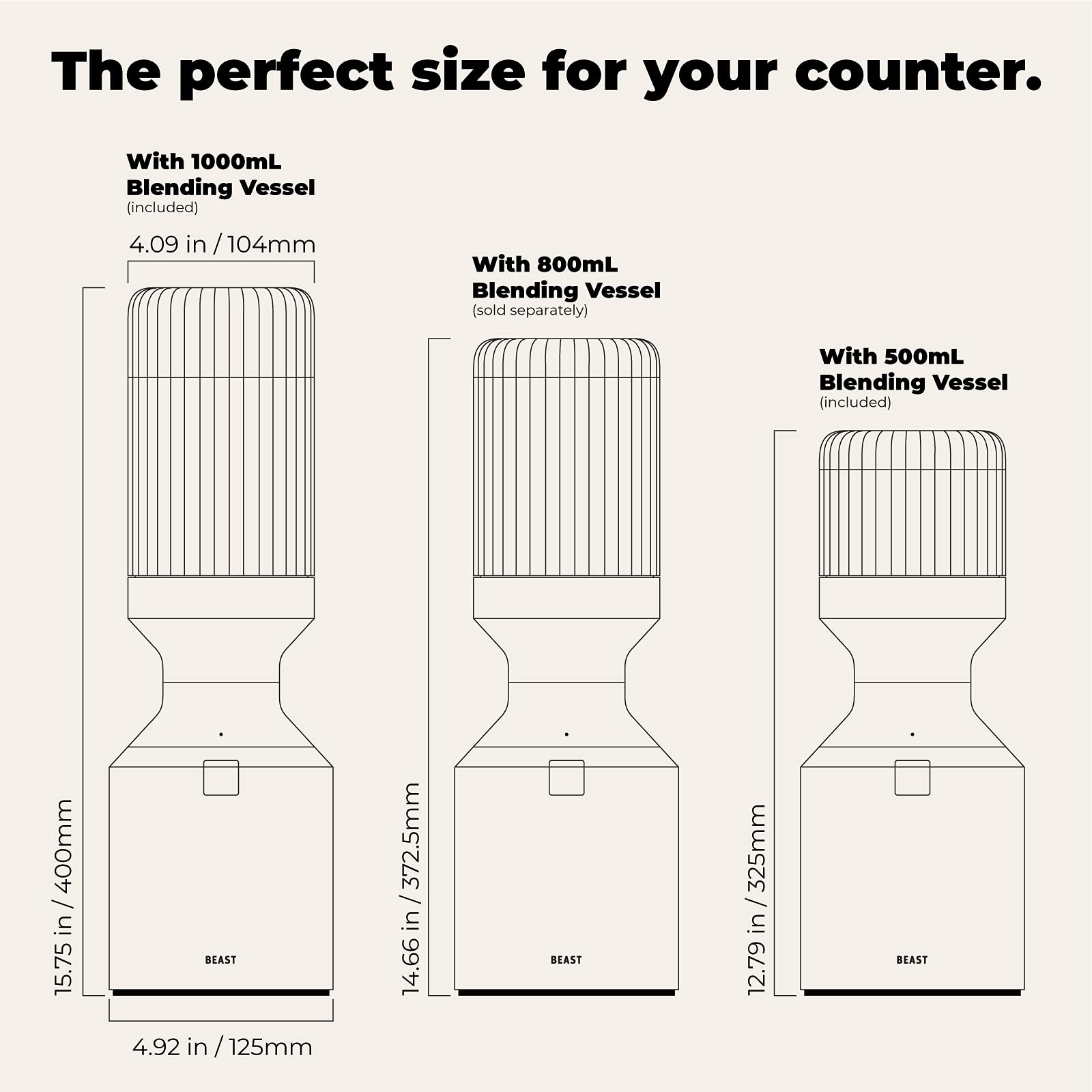 Beast Blender + Hydration System | Blend Smoothies And Shakes, Infuse Water, Kitchen Countertop Design, 1000W (Cloud White)