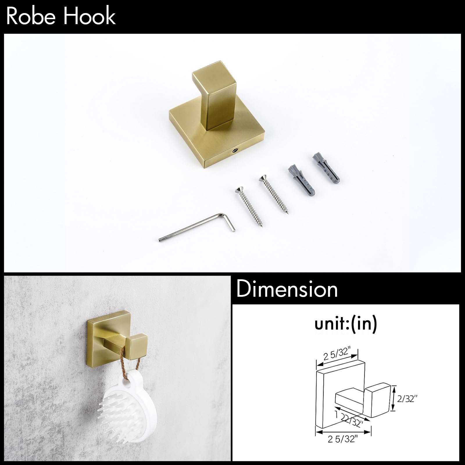 Bagnolux Bathroom Hardware Set 4 Pieces, Bath Towel Holder Set Sus304 Stainless Steel, Towel Bar Rack Set For Wall Mounted, Gold