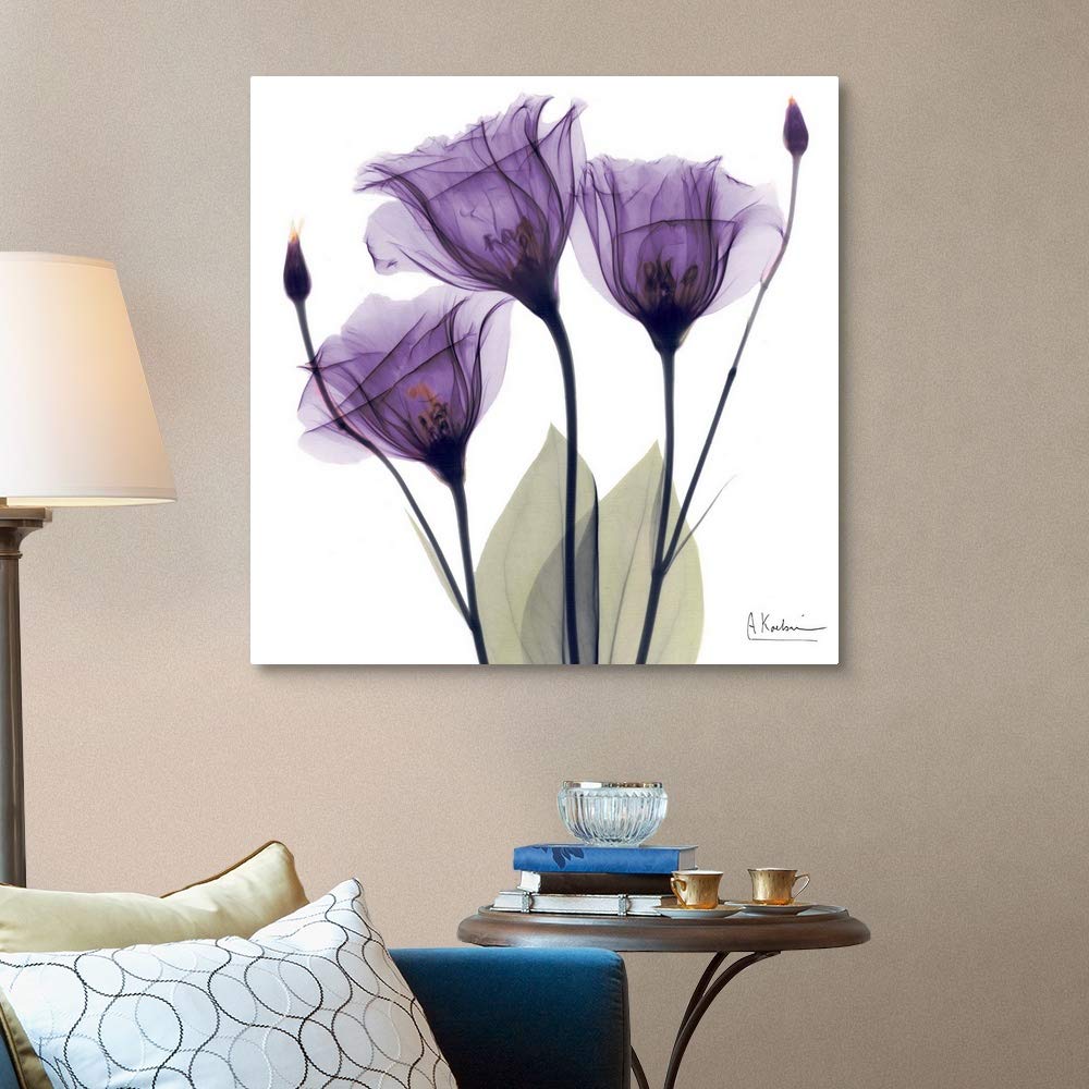 Canvas On Demand Purple Flower Trio Canvas Wall Art Print By Albert Koetsier, Home Decor, Artwork, 36''X36''