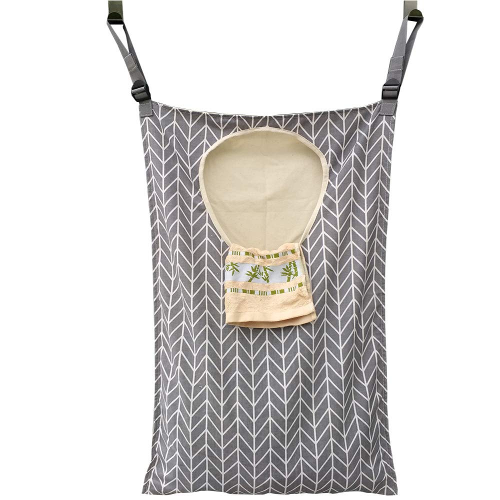 Hdhyk Adjustable Door-Hanging Laundry Hamper With Stainless Steel Hooks