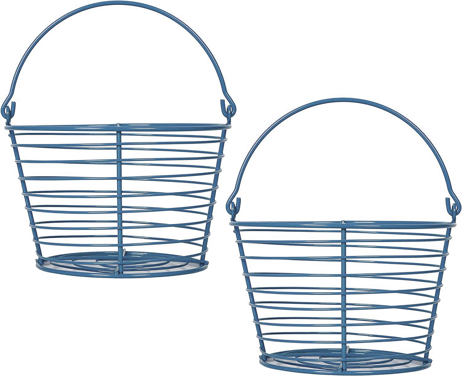 Concord 8'' Egg Basket For Storage Collecting And Transporting Chicken And Duck Eggs. Farm Grade Wire Baskets. 2 Pack (Blue)