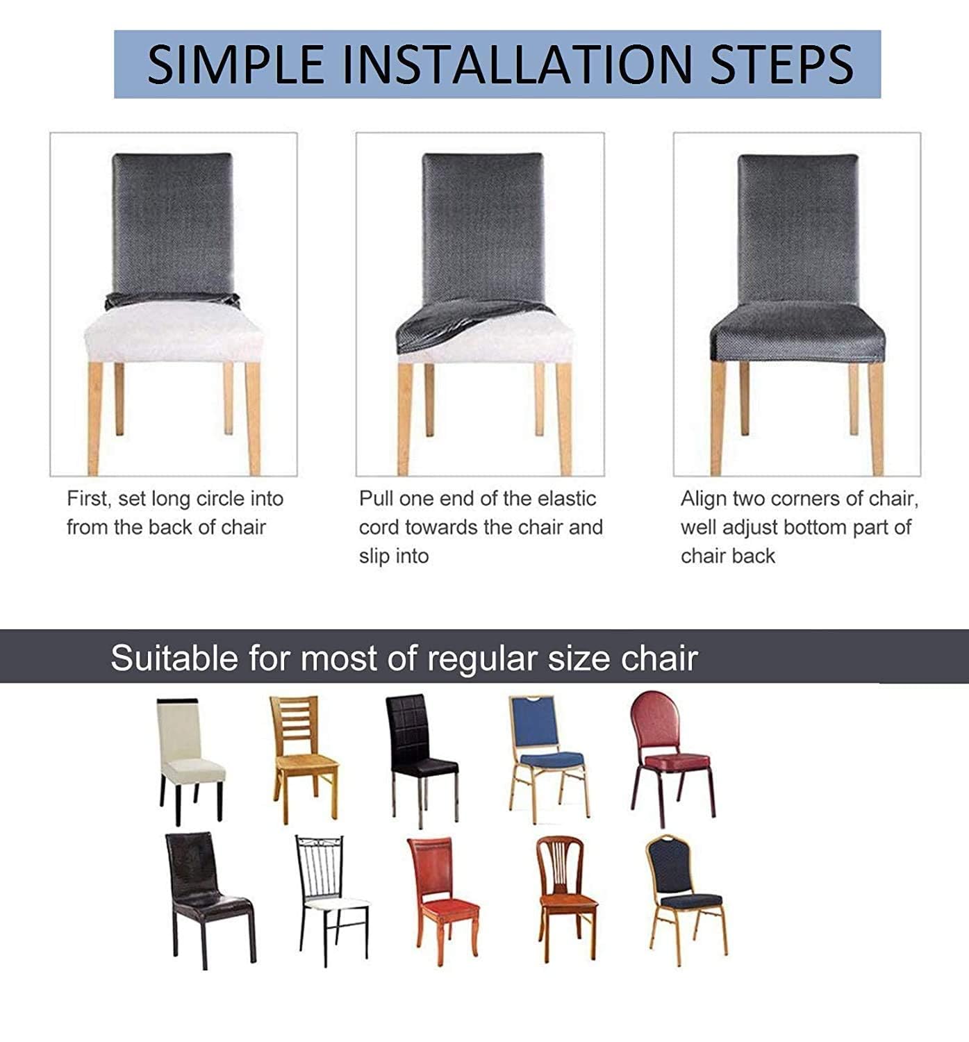 Lukzer 1Pc Elastic Stretchable Dining Chair Cover Universal Protective Slipcover (Light Blue/ 1Cover), Polyester