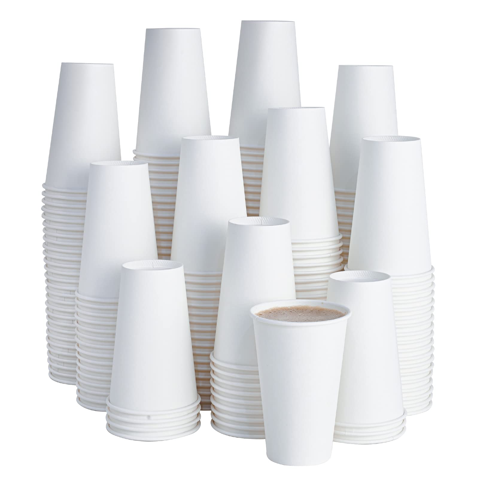 Litopak 210 Pack 16 Oz Disposable Paper Coffee Cup, Hot/Cold Beverage Drinking Cups For Water, Paper Coffee Cups, White Paper Ho