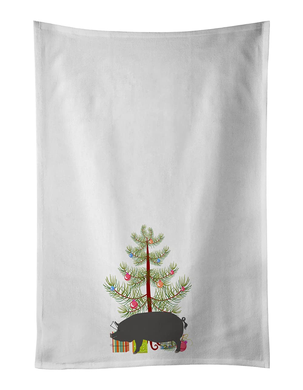 Berkshire Pig Christmas White Kitchen Towel Set of 2