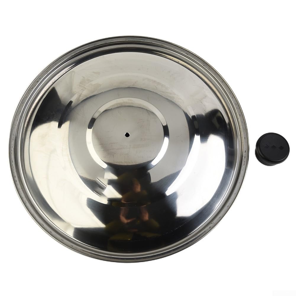 Belnotelt Stainless Steel Pot Lid, Wok Cover for Frying Pans and Saucepans, 32cm to 40cm Diameter, Black Knob, Dishwasher Safe K