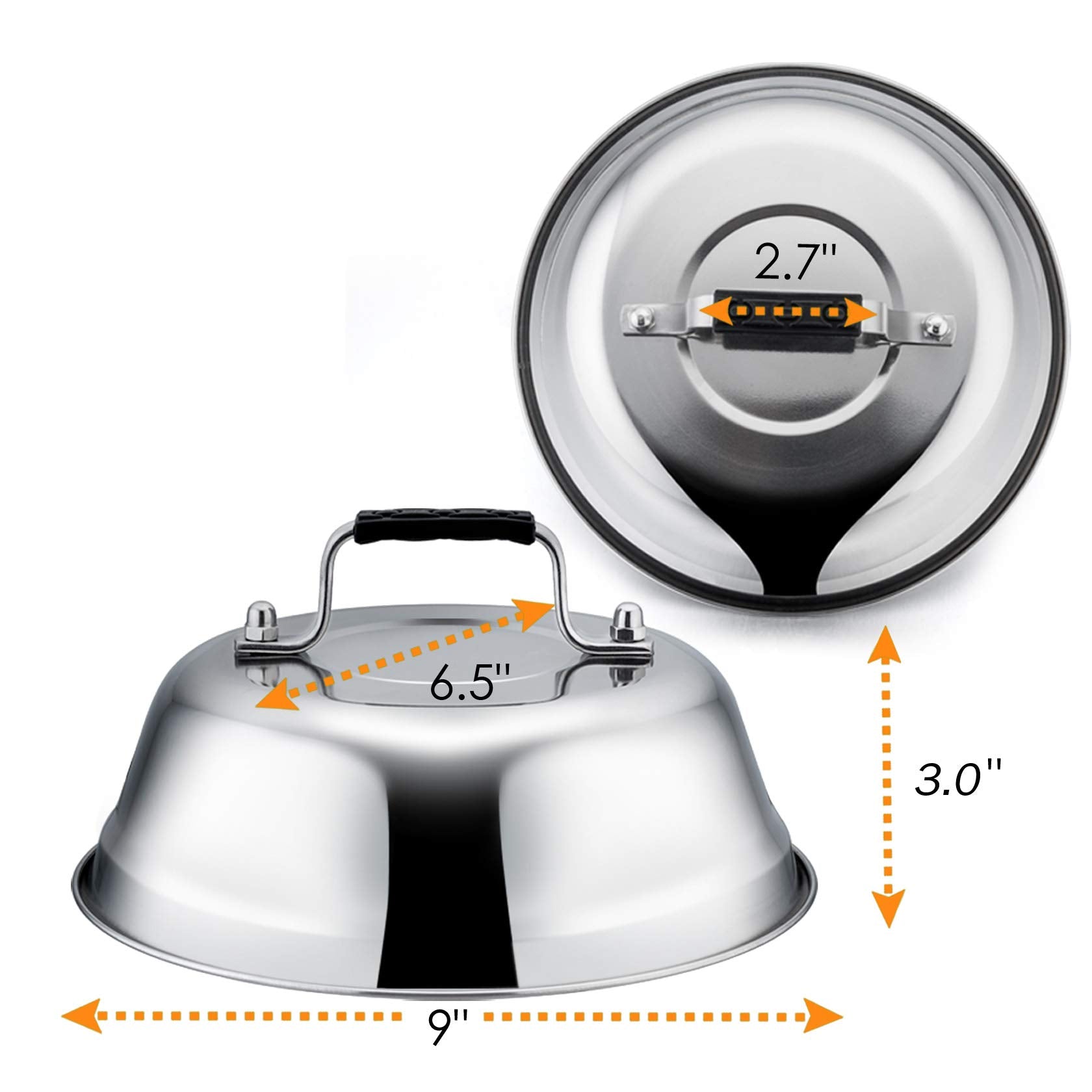 Melting Dome Lid Set Of 4, Leonyo 9'' Professional Stainless Steel Griddle Accessories, Durable Basting Steaming Cover For Teppa