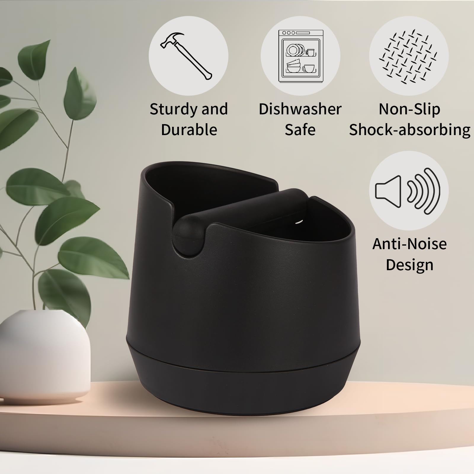 Iaosen Knock Box 6 Inch Espresso Knock Box Shock-Absorbent Knock Box Espresso With Removable Knock Bar And Non-Slip Base Espress