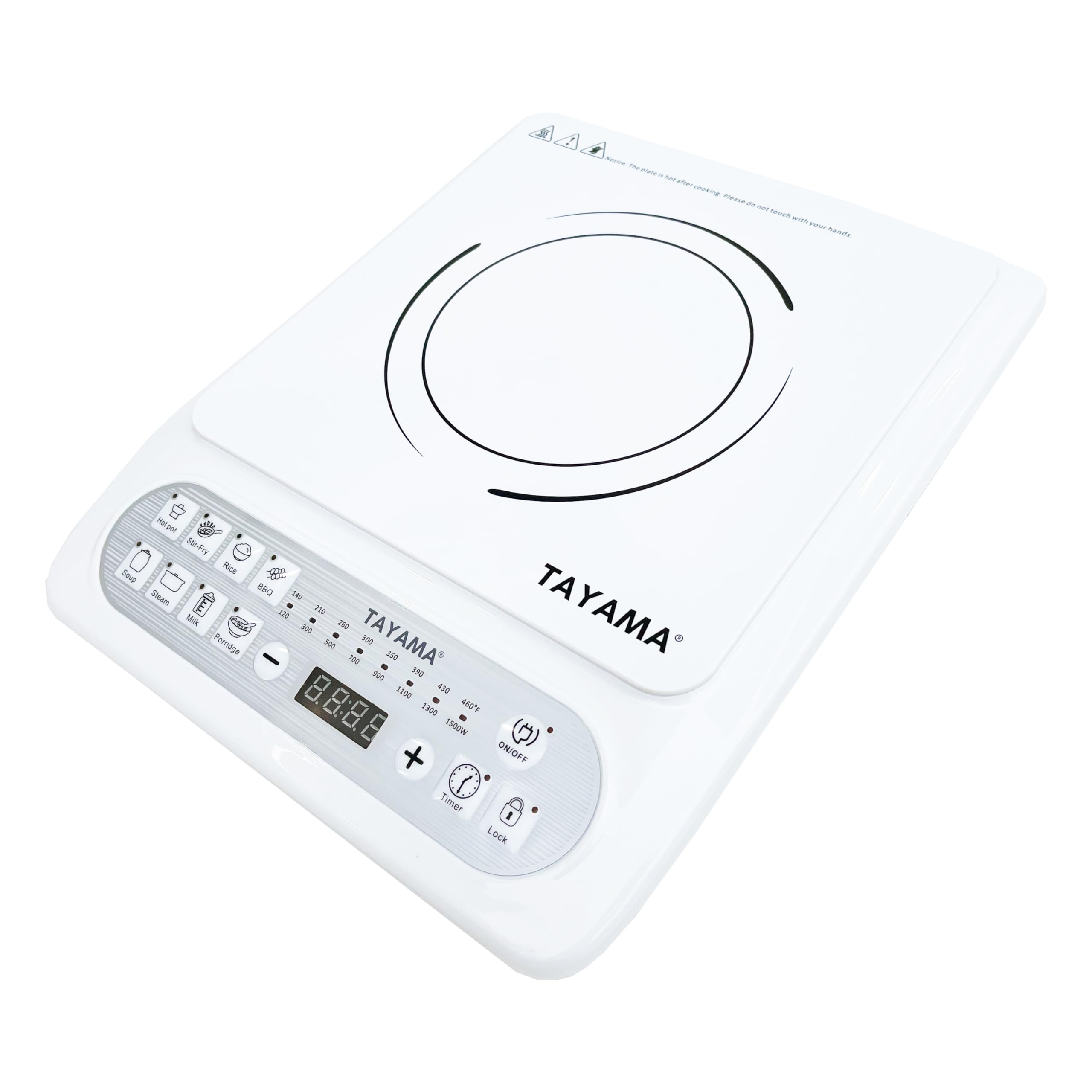 1500-Watt White Induction Cooktop With 8 Settings