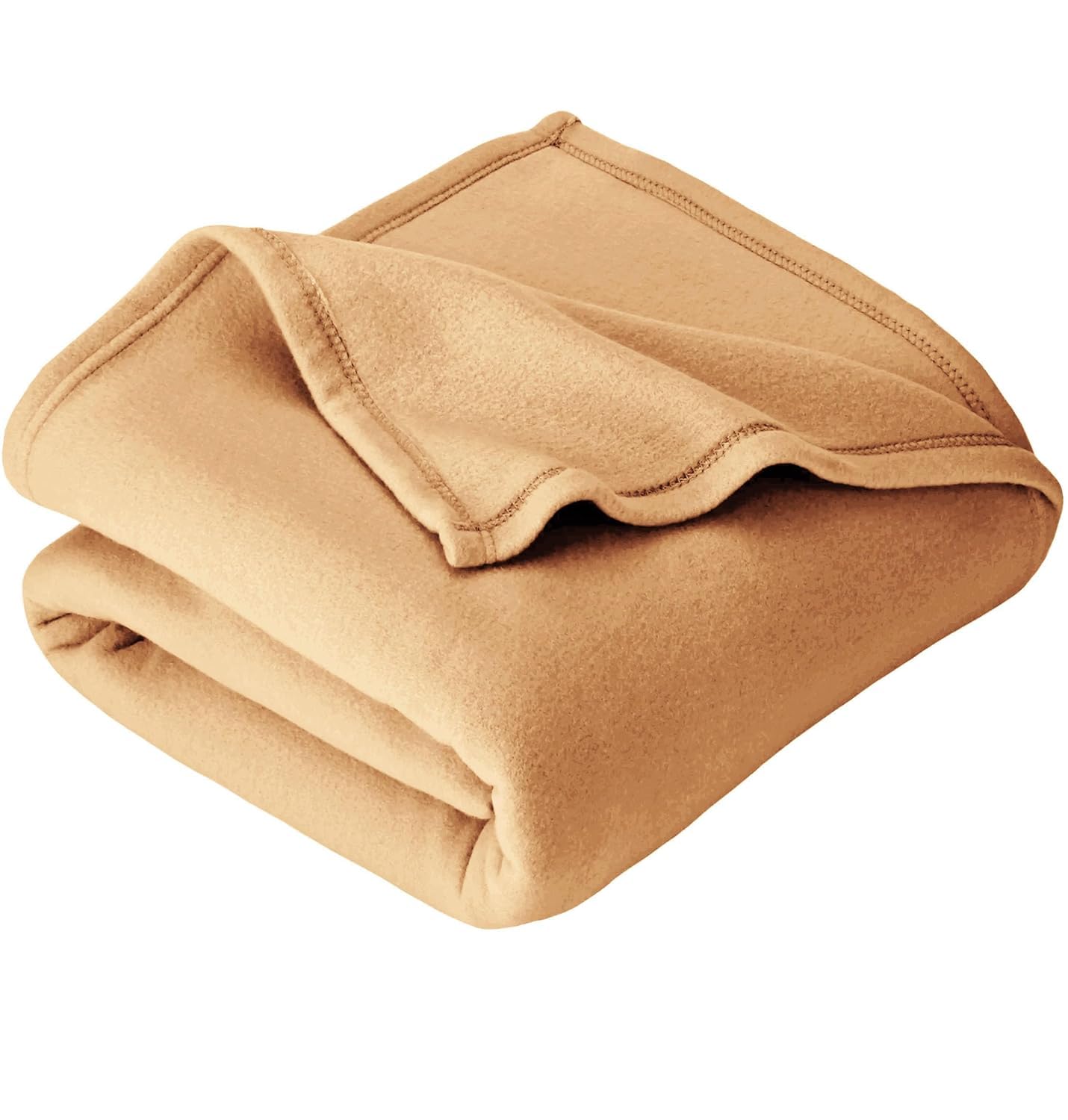 Pl Homes 220 Gsm Polar Fleece Single Bed Lightweight Plain Blanket For All Season Travel & Camping, 60X90Inch, Beige