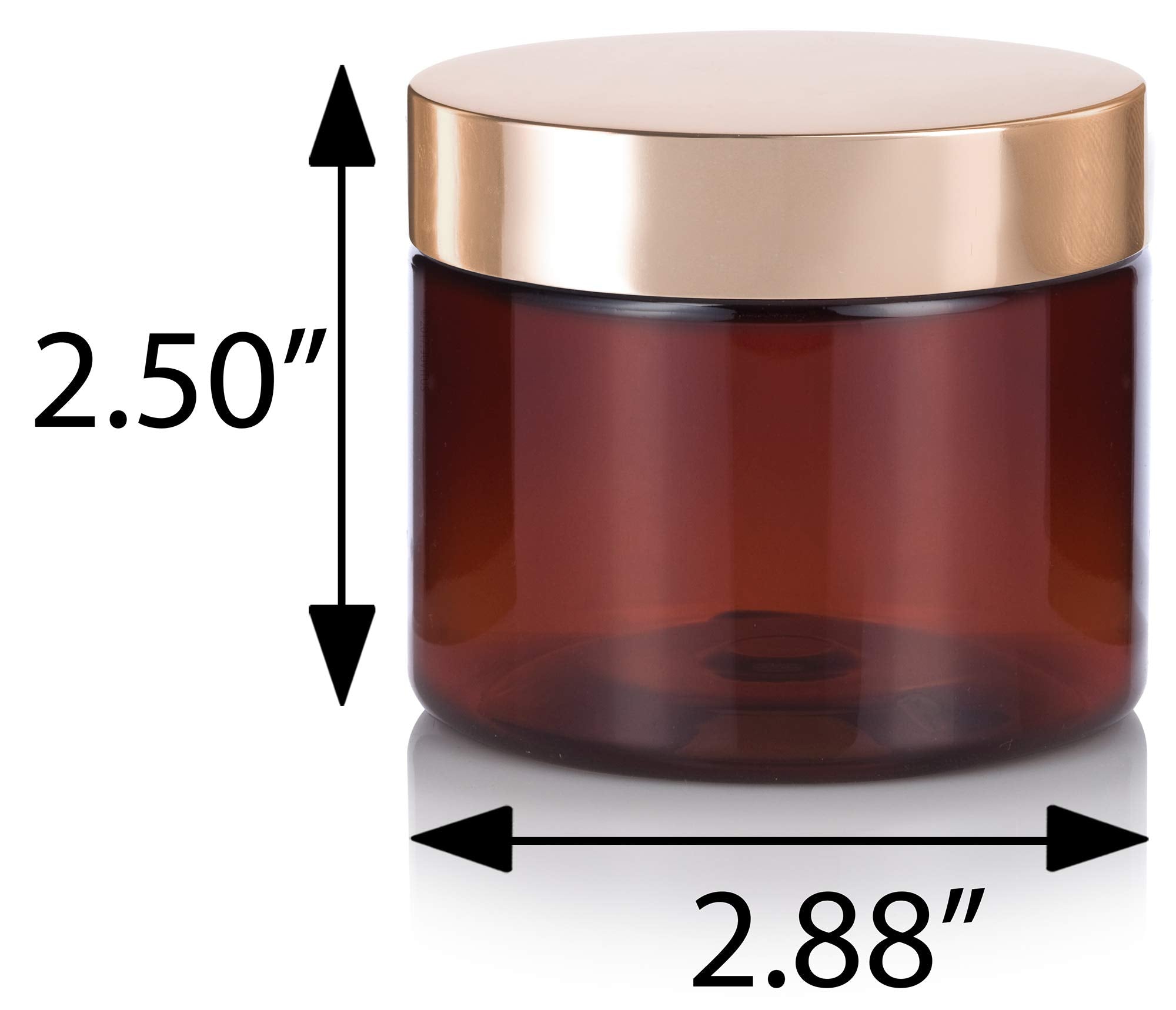 (12 Pack) 6 Oz Amber Pet Plastic Jar With Gold Metal Overshell Lid