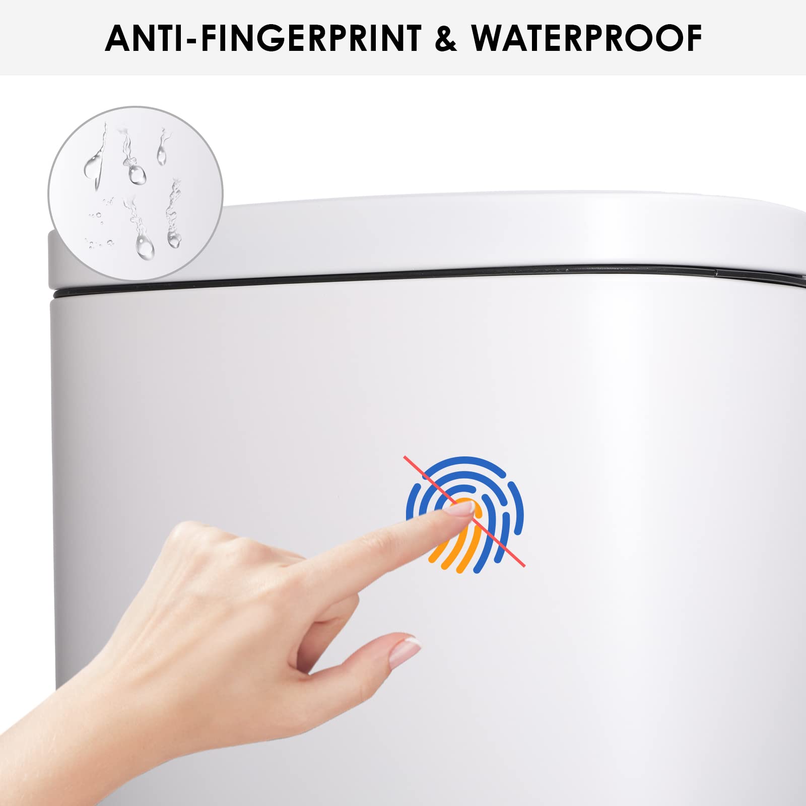 Arlopu 8 Gallon Step Trash Can, Stainless Steel Garbage Bin, Soft-Close Rubbish Bin With Removable Plastic Inner Bucket, Fingerp