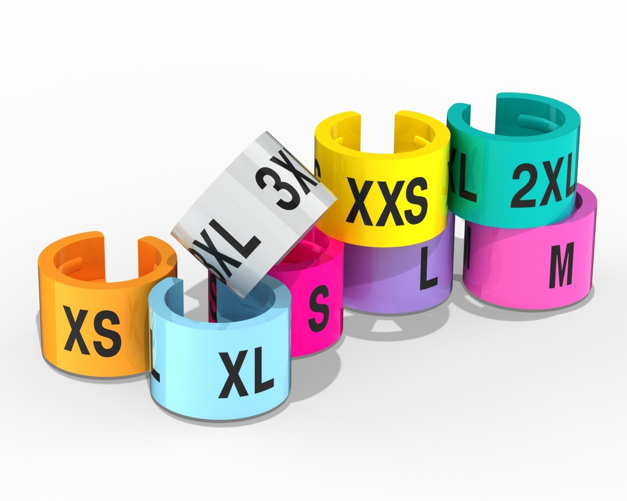 Discount Sizing Colored Hanger Sizer Garment Markers (Sizes: Xxs-3Xl) Color Coded Size Clips - 50 Pieces/Size - 400 Pieces Total