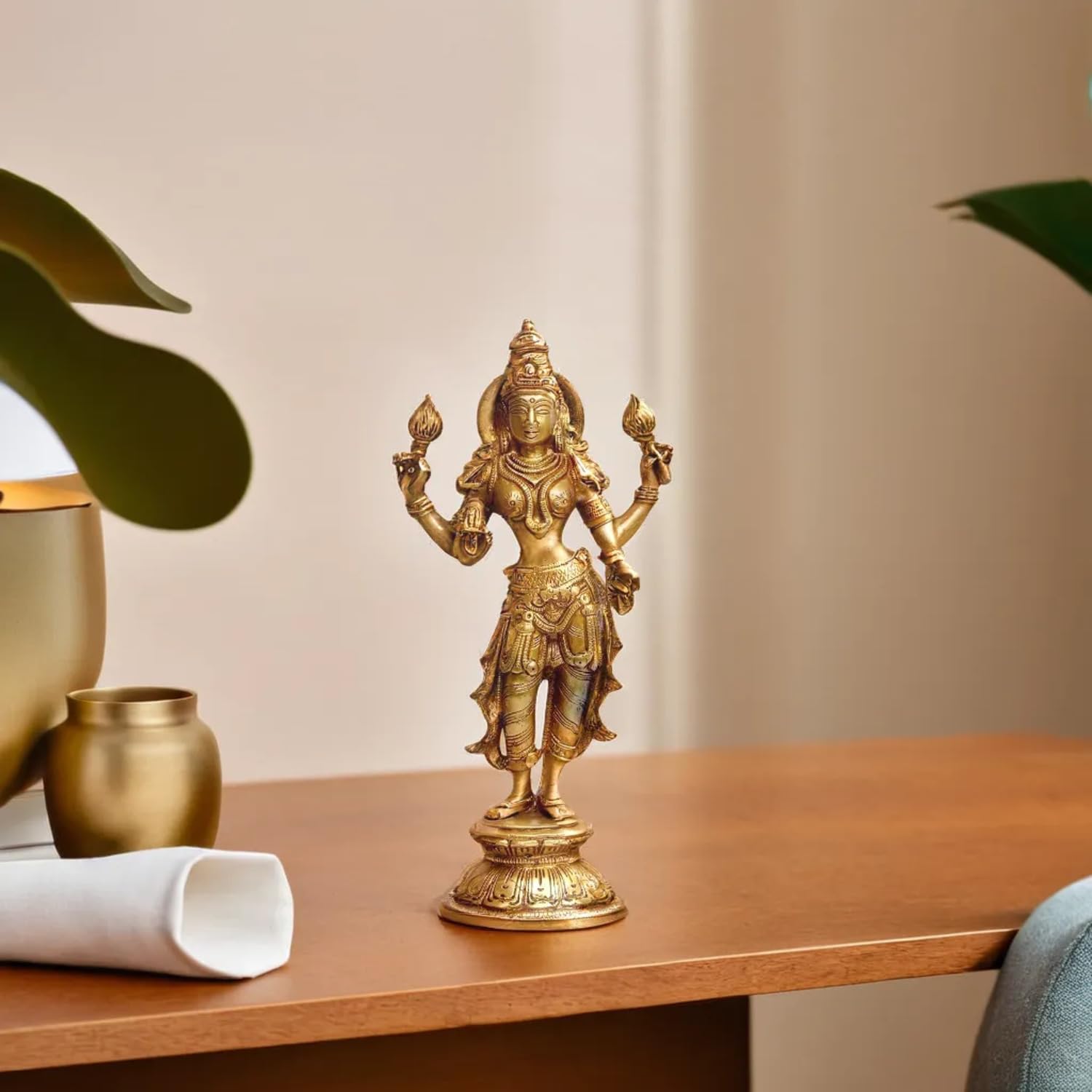 Kartique Brass Maa Lakshmi Standing Considered To Be Auspicious At Home Office Maha Laxmi Idol Dhan Devi Goddess Of Prosperity W